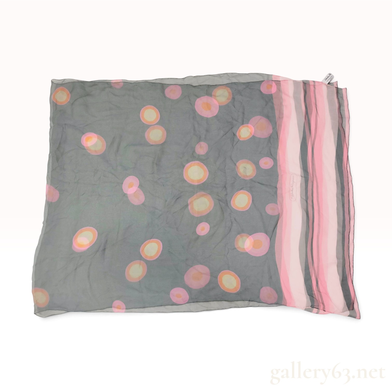 Salvatore Ferragamo Concentric Circle Print Silk Scarf 67"