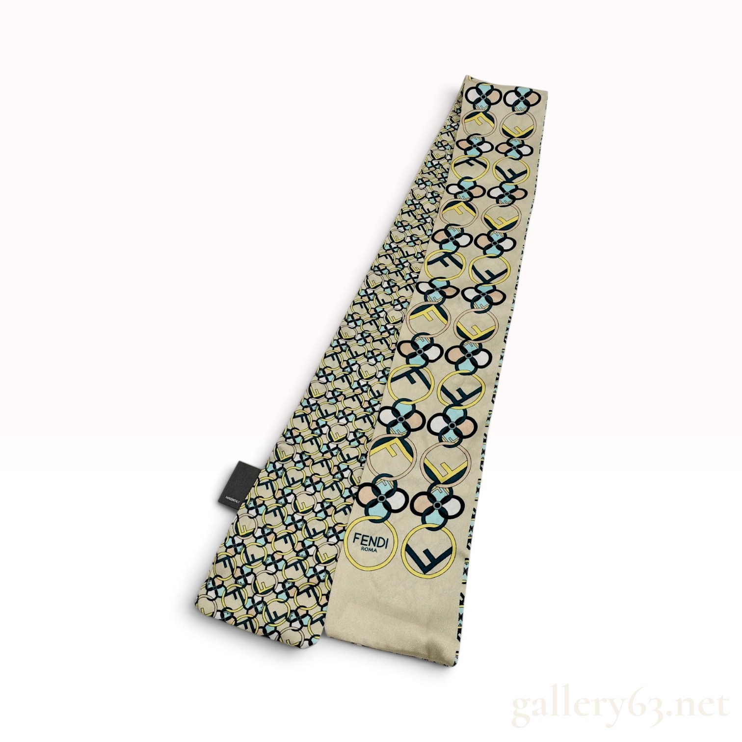 Fendi Logo and Floral Print Silk Wrappy Scarf