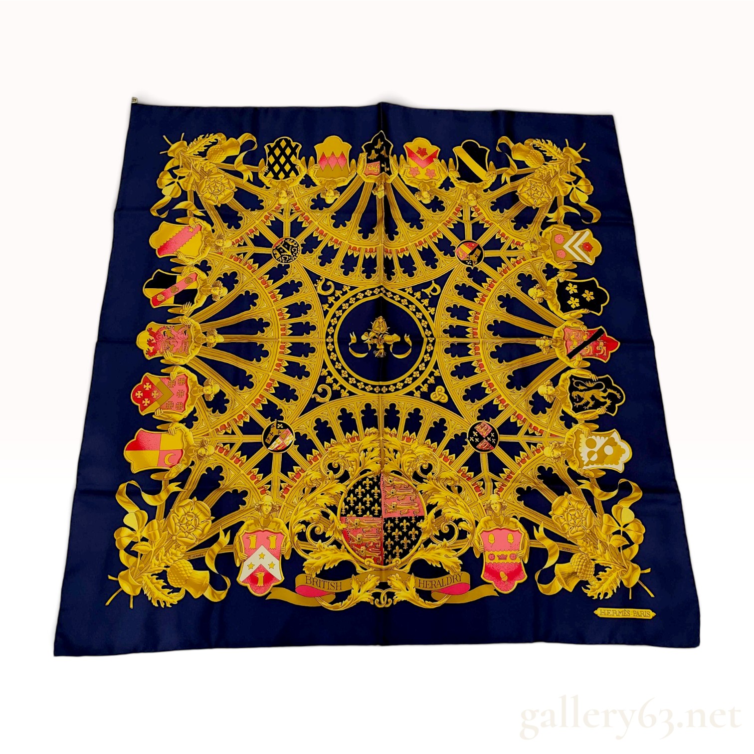 Vintage Hermes British Heraldry Silk Carre 90 by Rybal