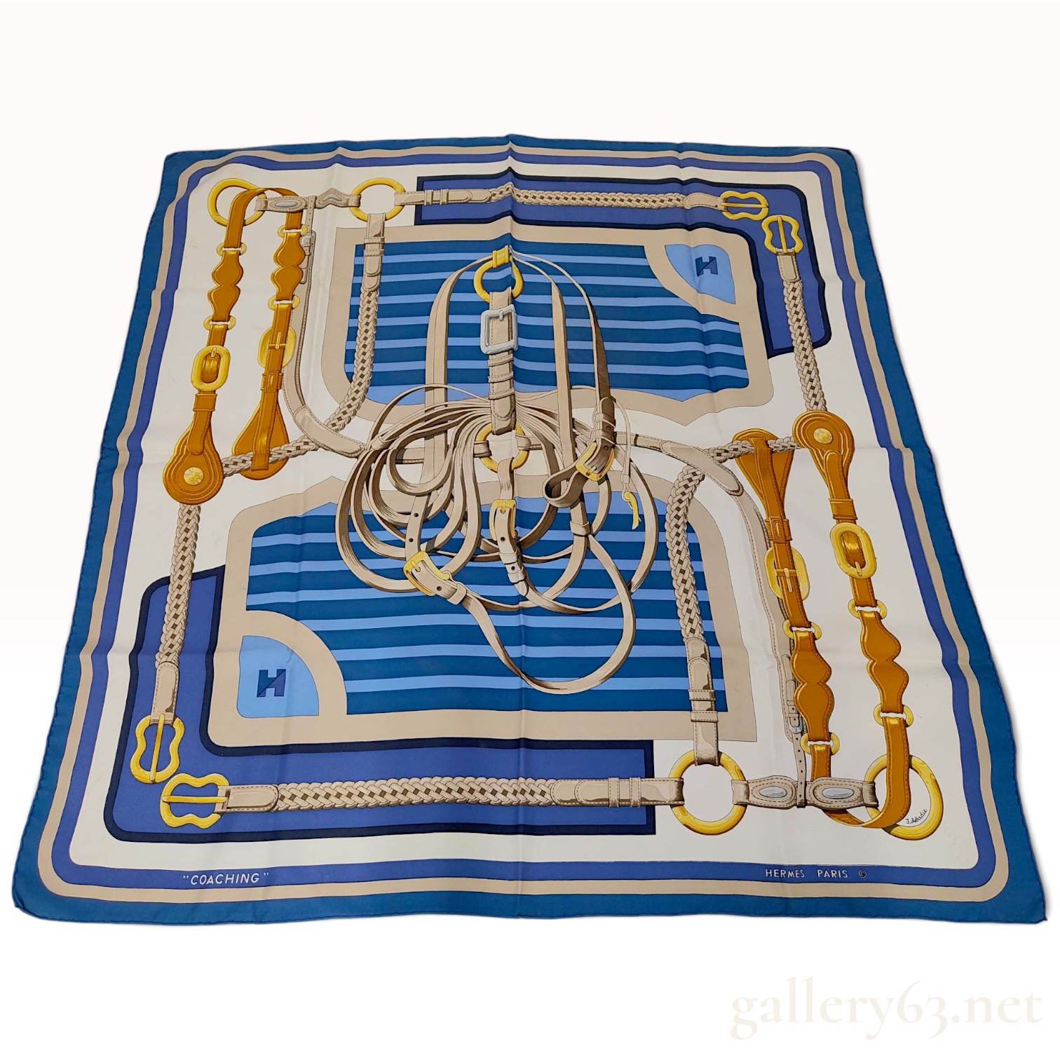 Vintage Hermes Coaching Silk Carre 90 by Julia Abadie