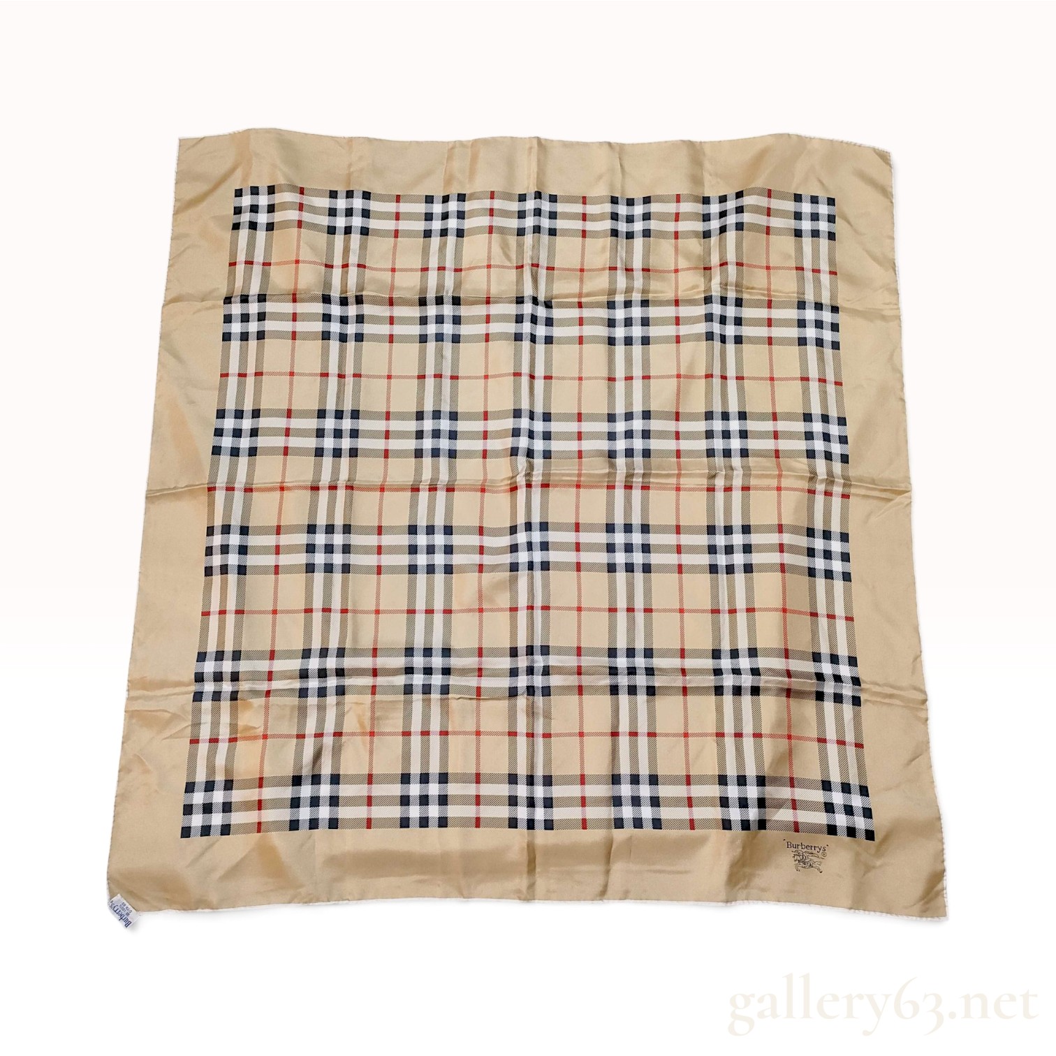Vintage Burberrys Nova Check Silk Square Scarf