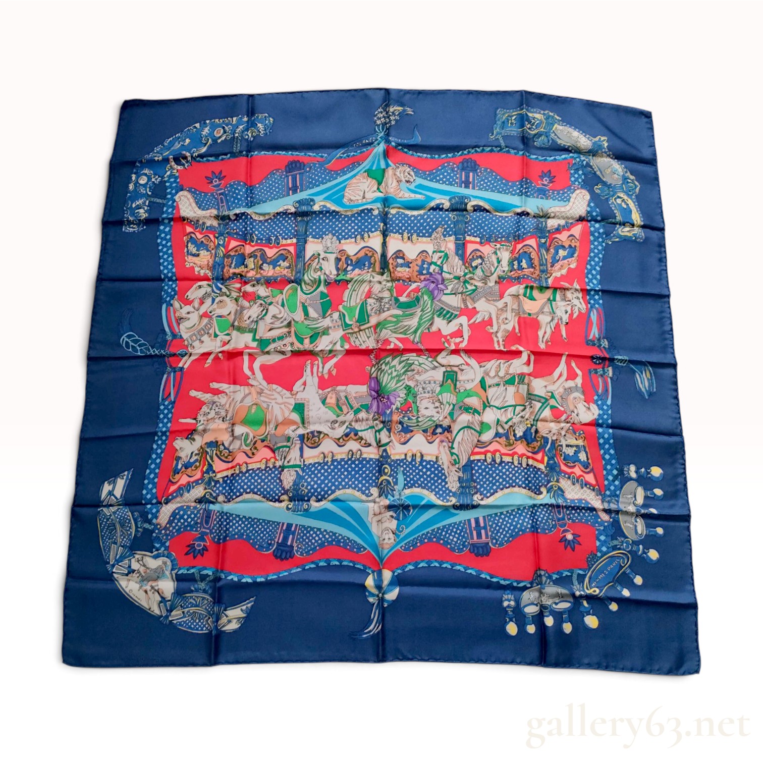 Vintage Hermes Tournez Manege Silk Carre 90 by Annie Faivre