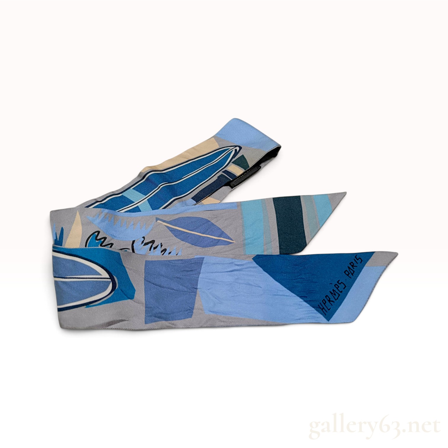 Hermes Sea Surf and Fun Silk Twilly Scarf