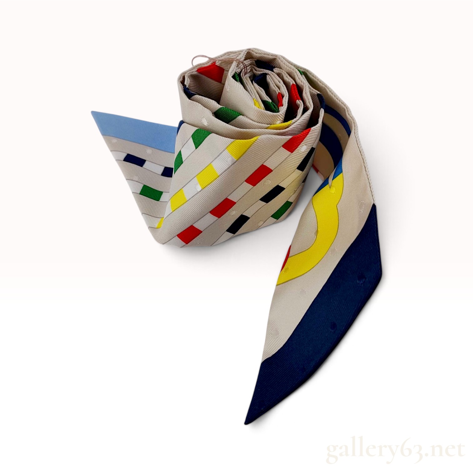 Hermes Bouclerie Moderne Plumetis Silk Twilly