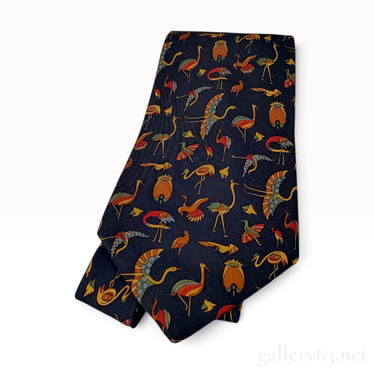 Salvatore Ferragamo Ornithological Bird Print Silk Tie