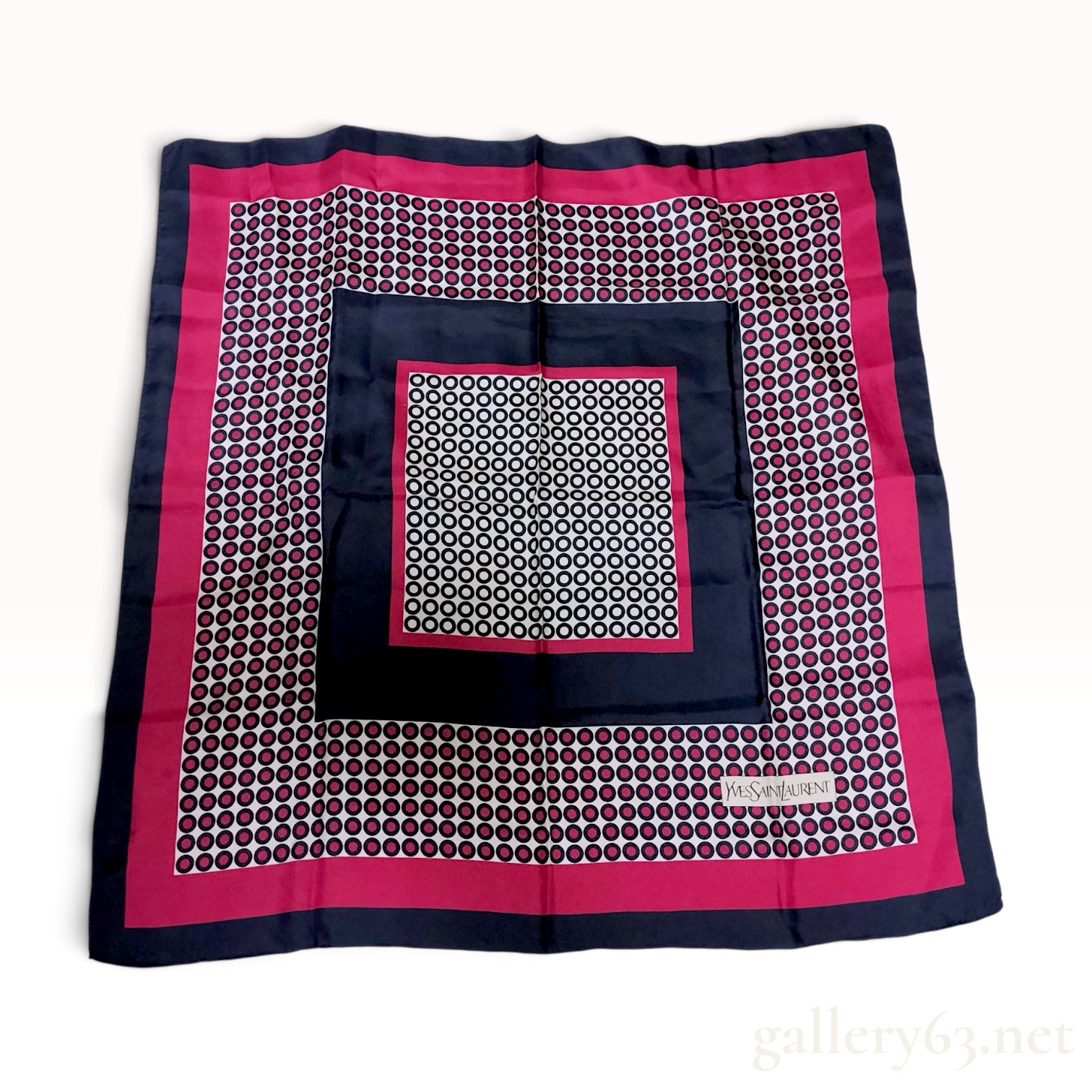 Vintage Yves Saint Laurent Geometric Circle Silk Scarf