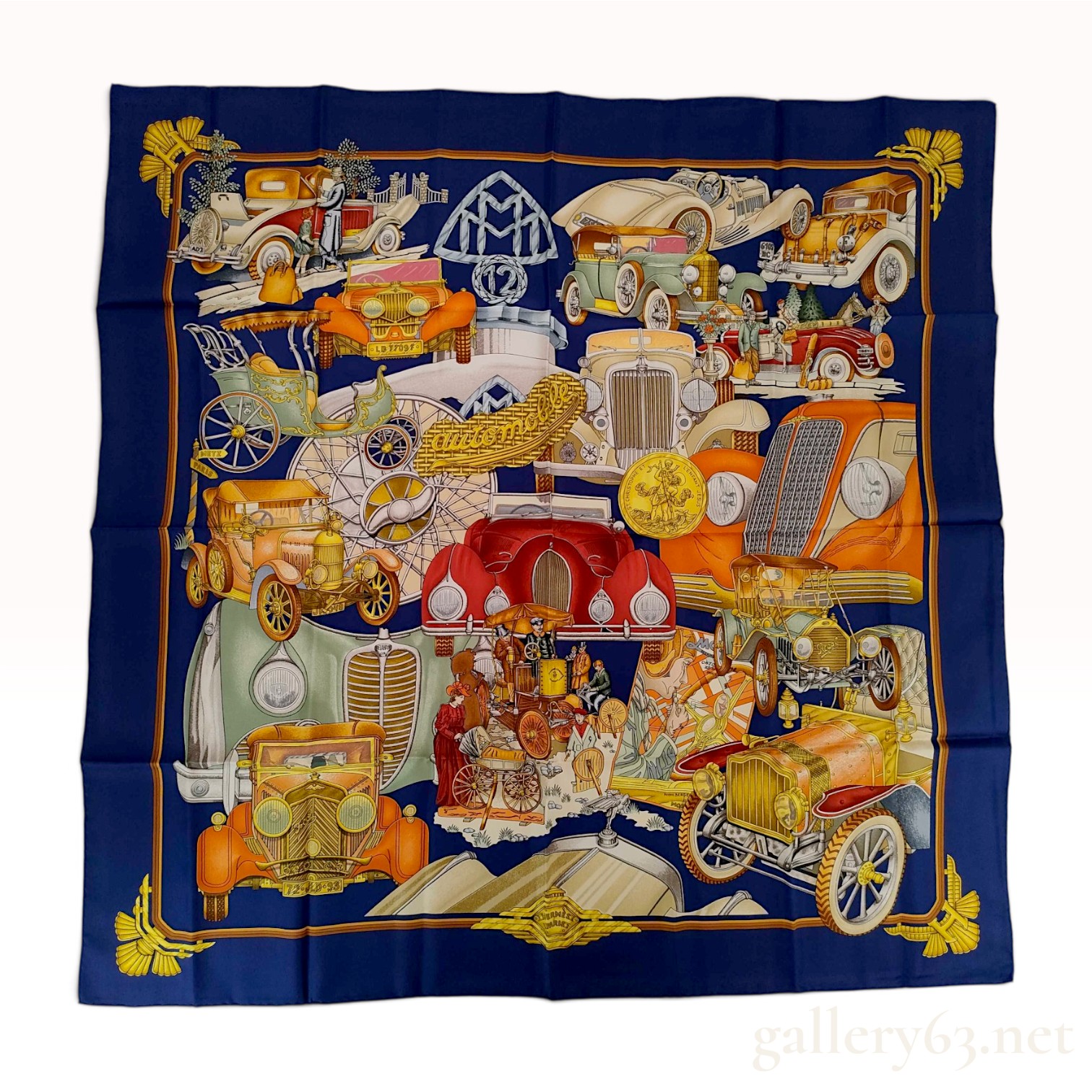 Vintage Hermes Automobile Silk Carre 90 by Joachim Metz