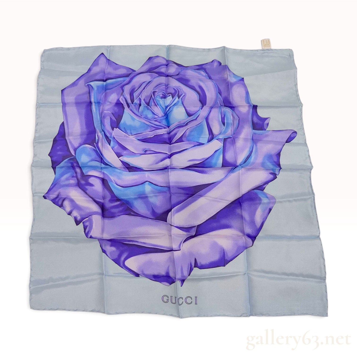 Vintage Gucci Purple Rose Silk Scarf