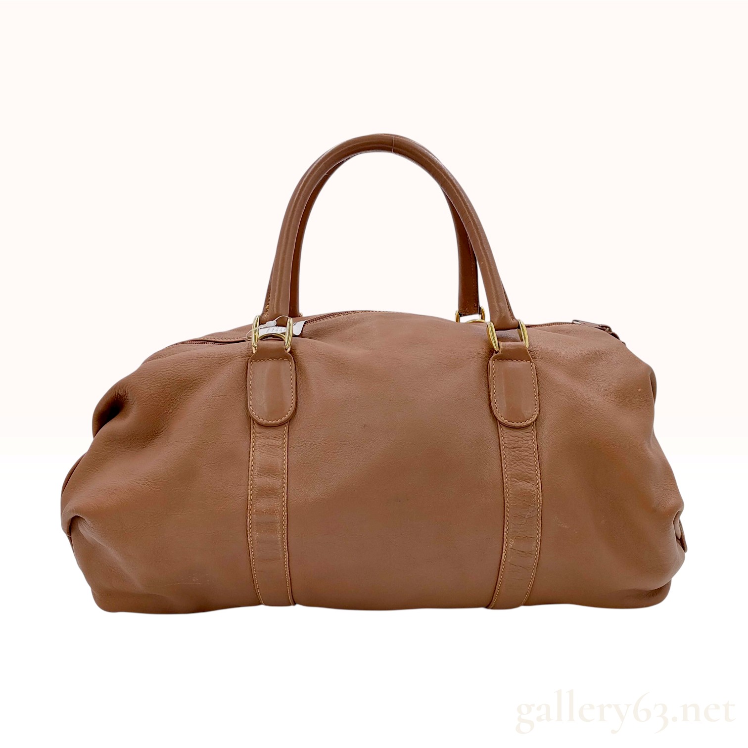 Vintage Gucci Boston Tan Leather Duffle Bag