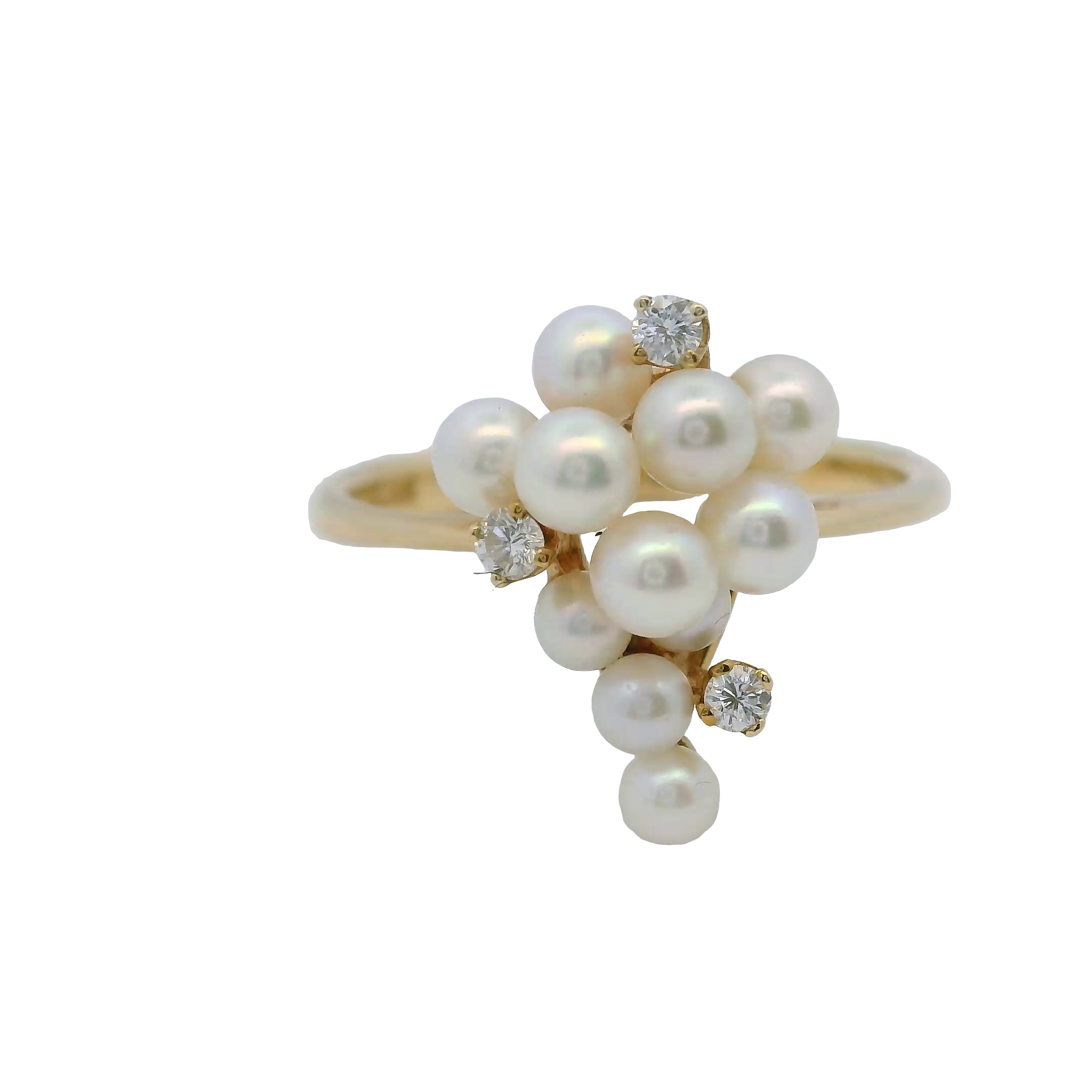 14K Gold Pearl Diamond Grape Ring