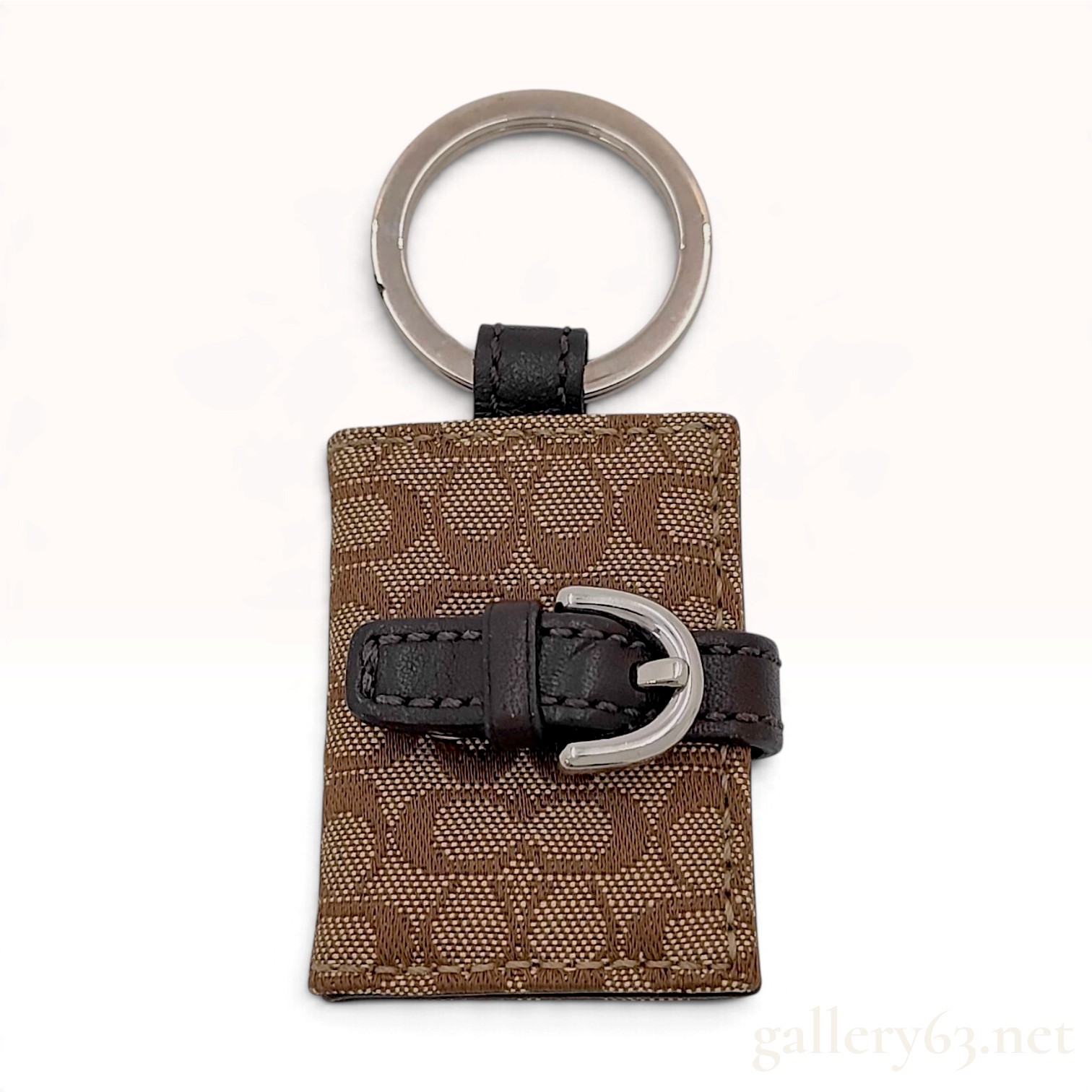 Vintage Coach Signature Khaki Canvas and Leather Mini Photo Key Chain