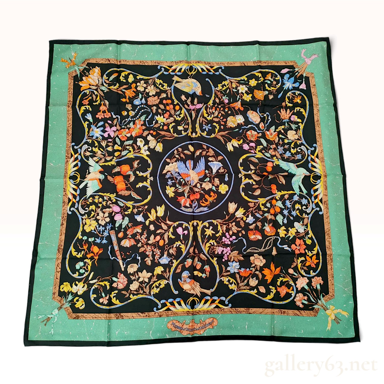 Hermes Pierres d Orient et d Occident Black Silk Carre 90 Scarf