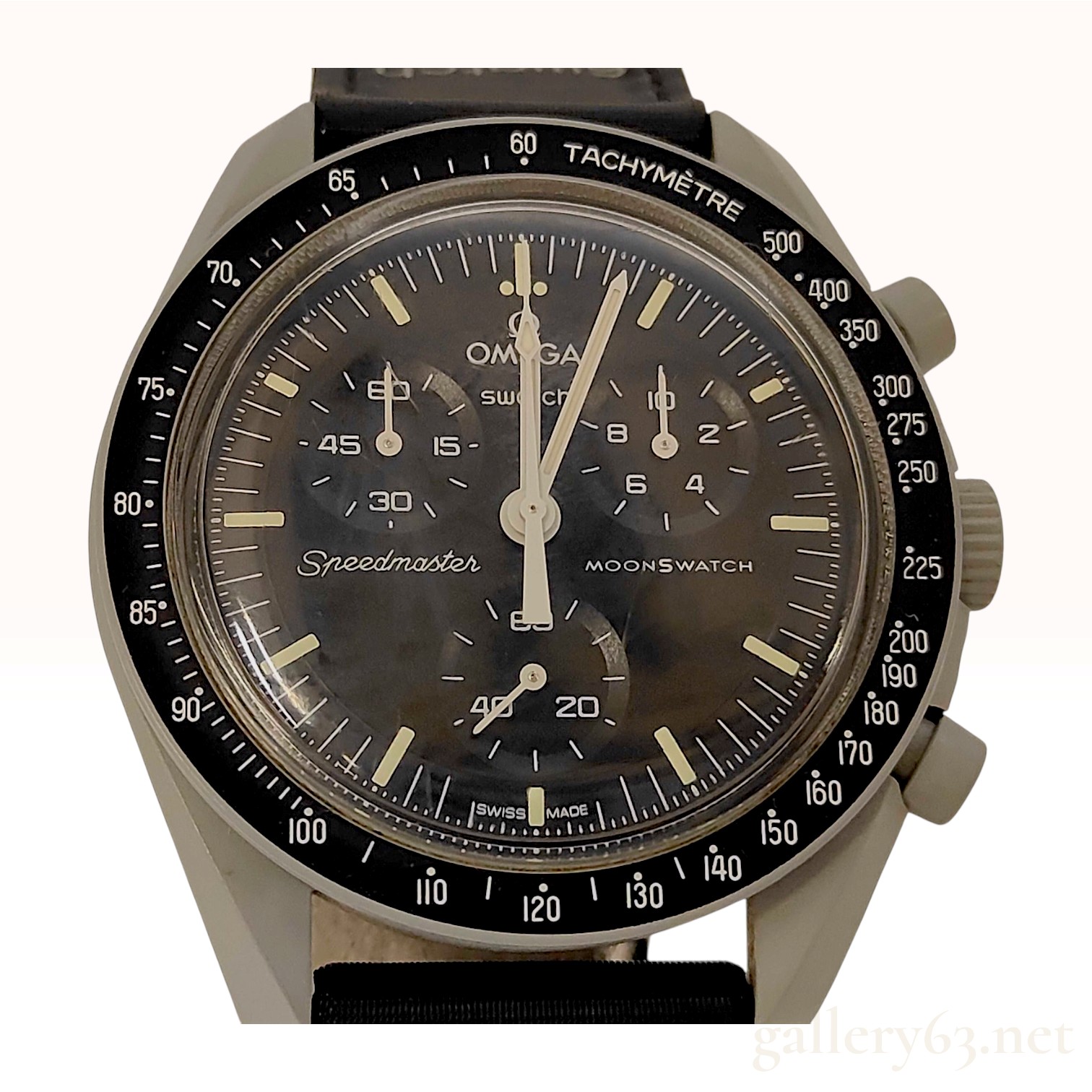 Omega x Swatch Speedmaster Moonswatch Mission to the Moon Gray Bioceramic Chronograph Wristwatch with Box and Papers
