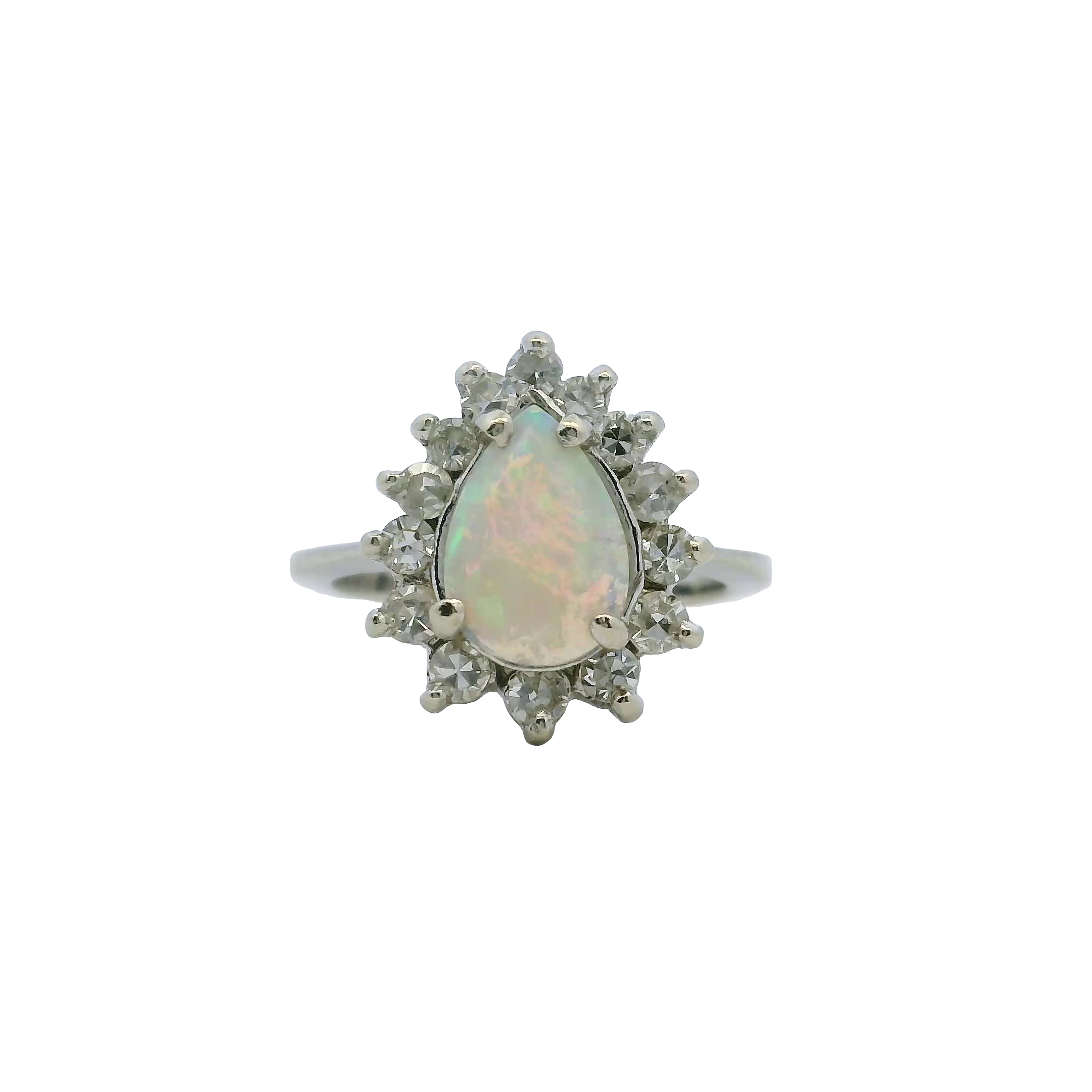 14K Gold Opal & Diamond Ring
