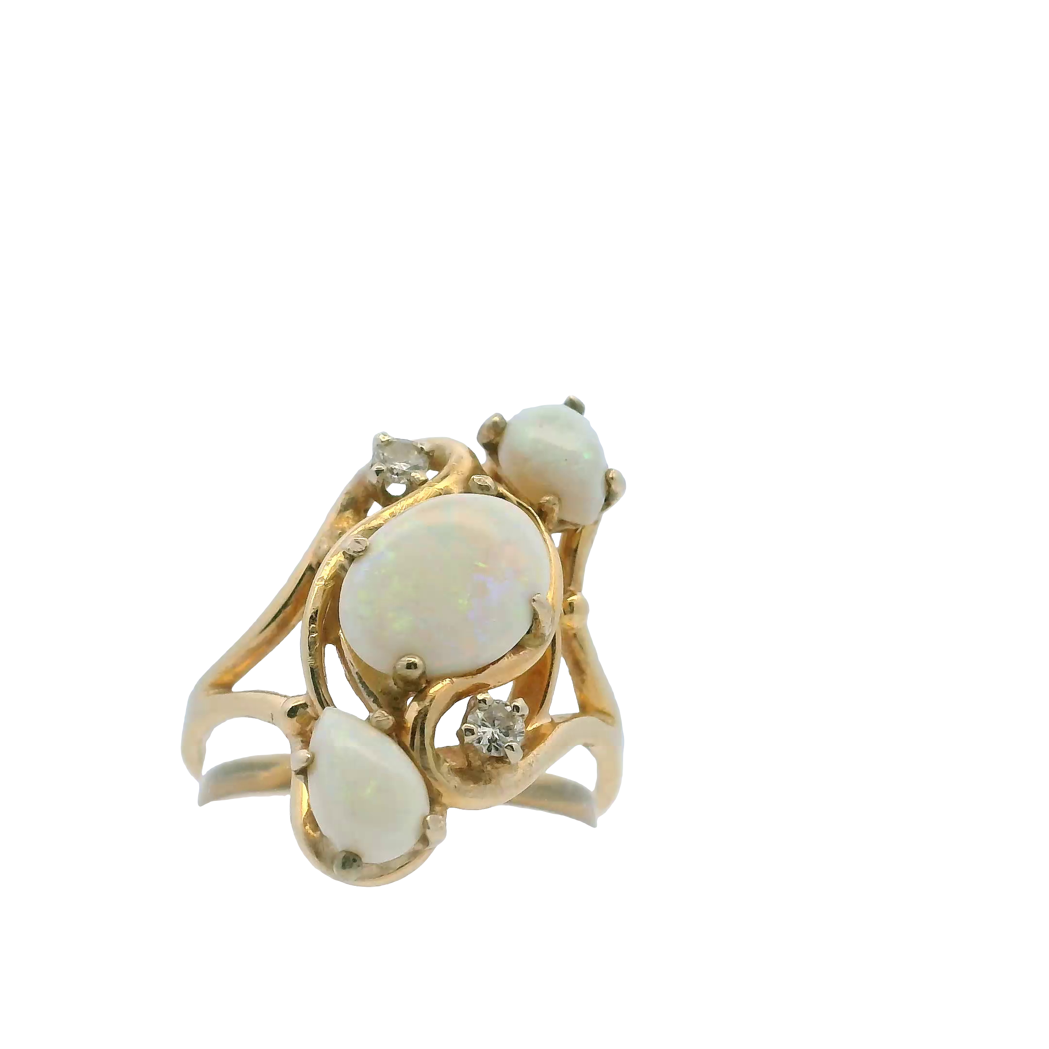 14K Gold Opal & Diamond Ring