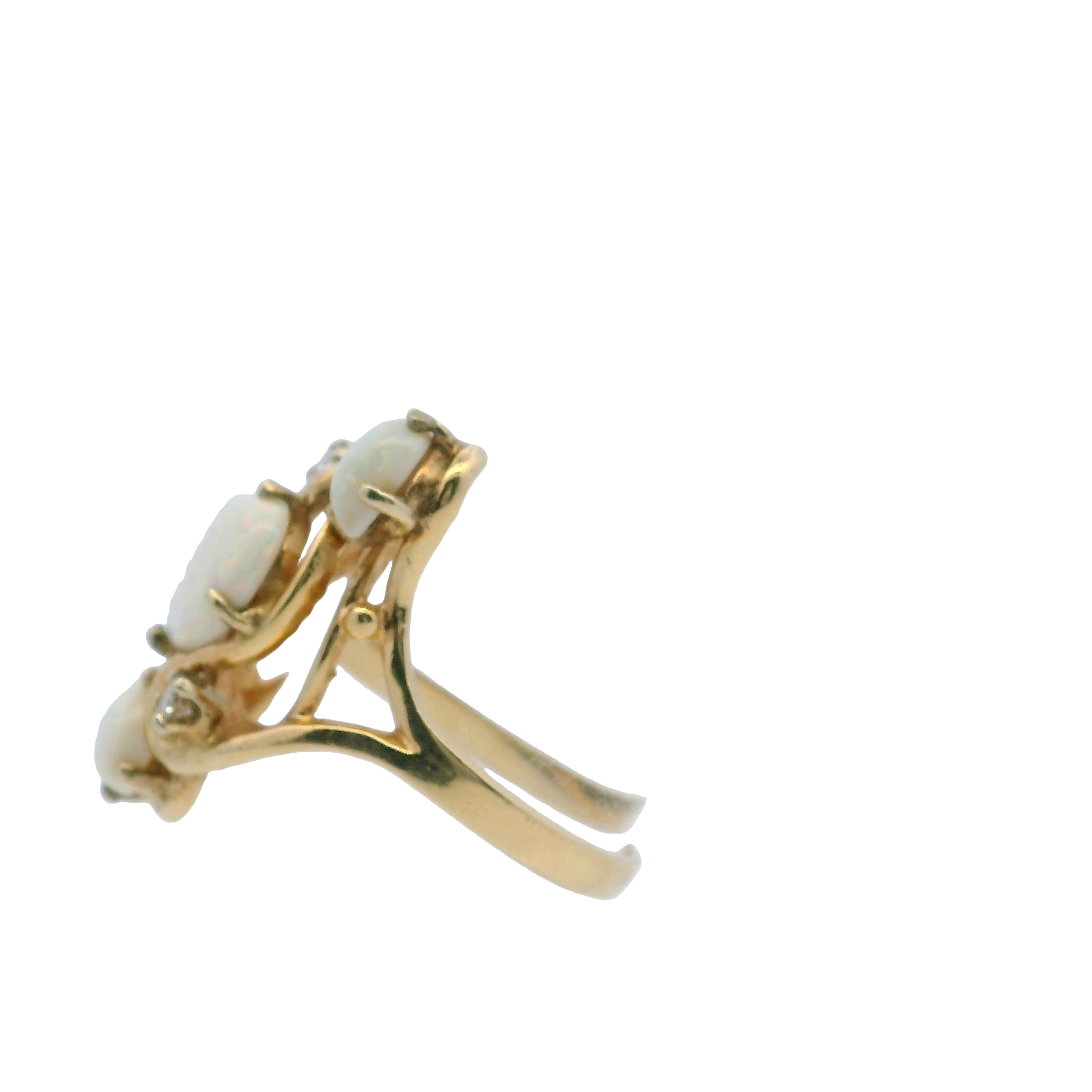 14K Gold Opal & Diamond Ring