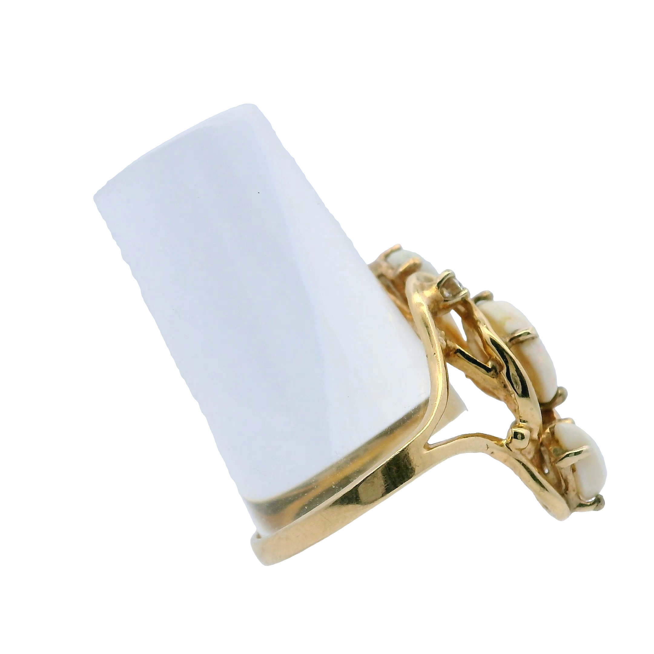 14K Gold Opal & Diamond Ring