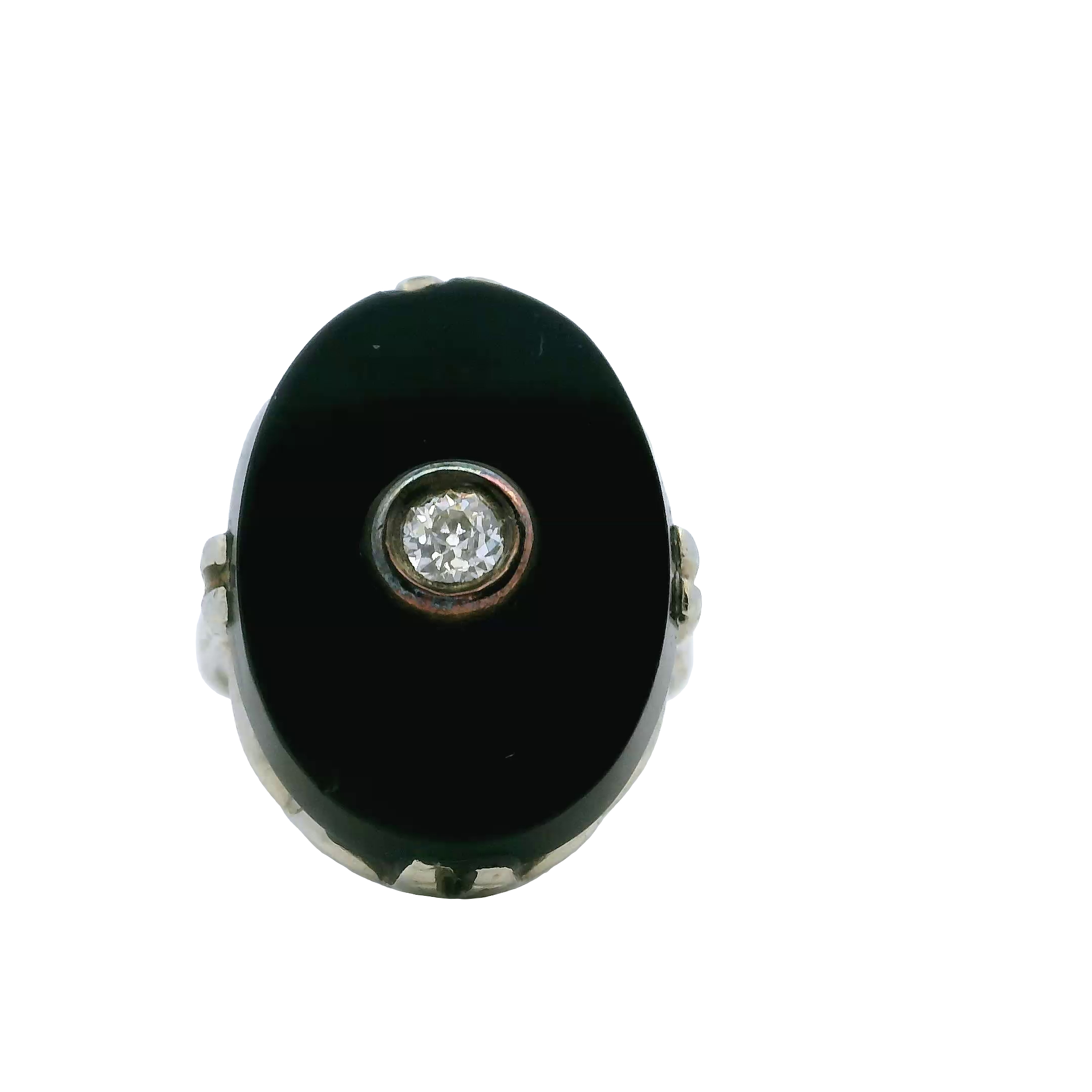 14K Gold Onyx Diamond Ring