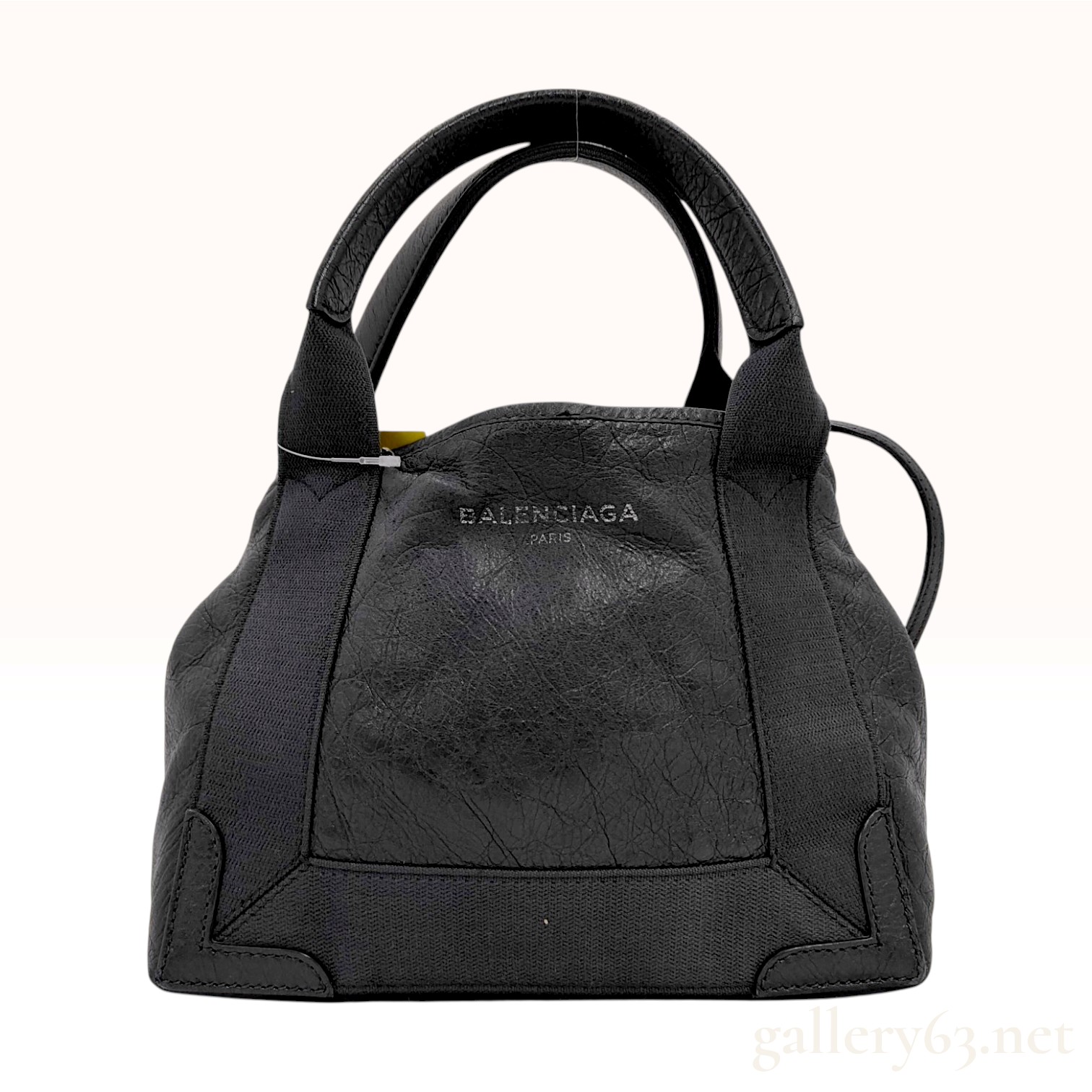 Balenciaga Navy Cabas XS Black Leather Crossbody Tote Bag