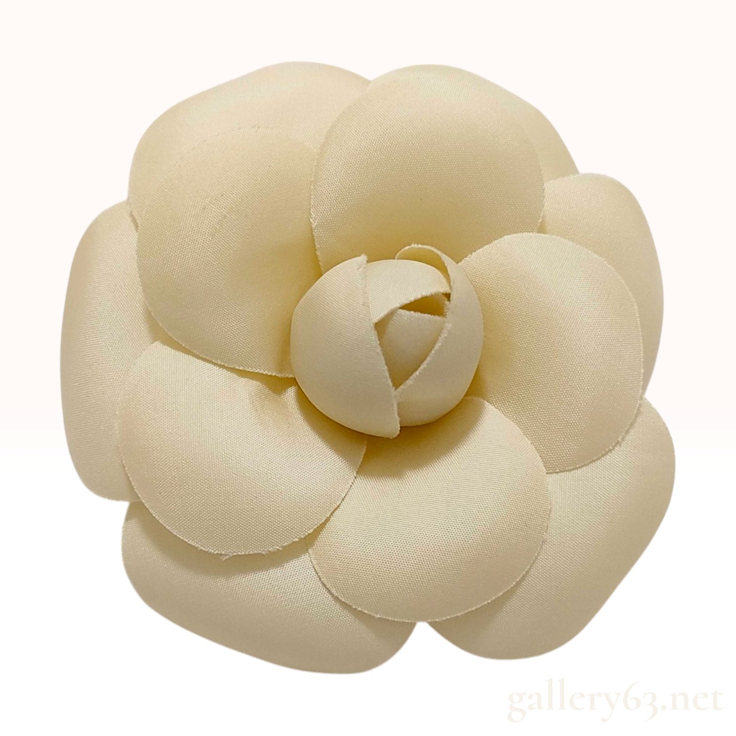 Vintage Chanel Camellia Cream Fabric Brooch with Original Box