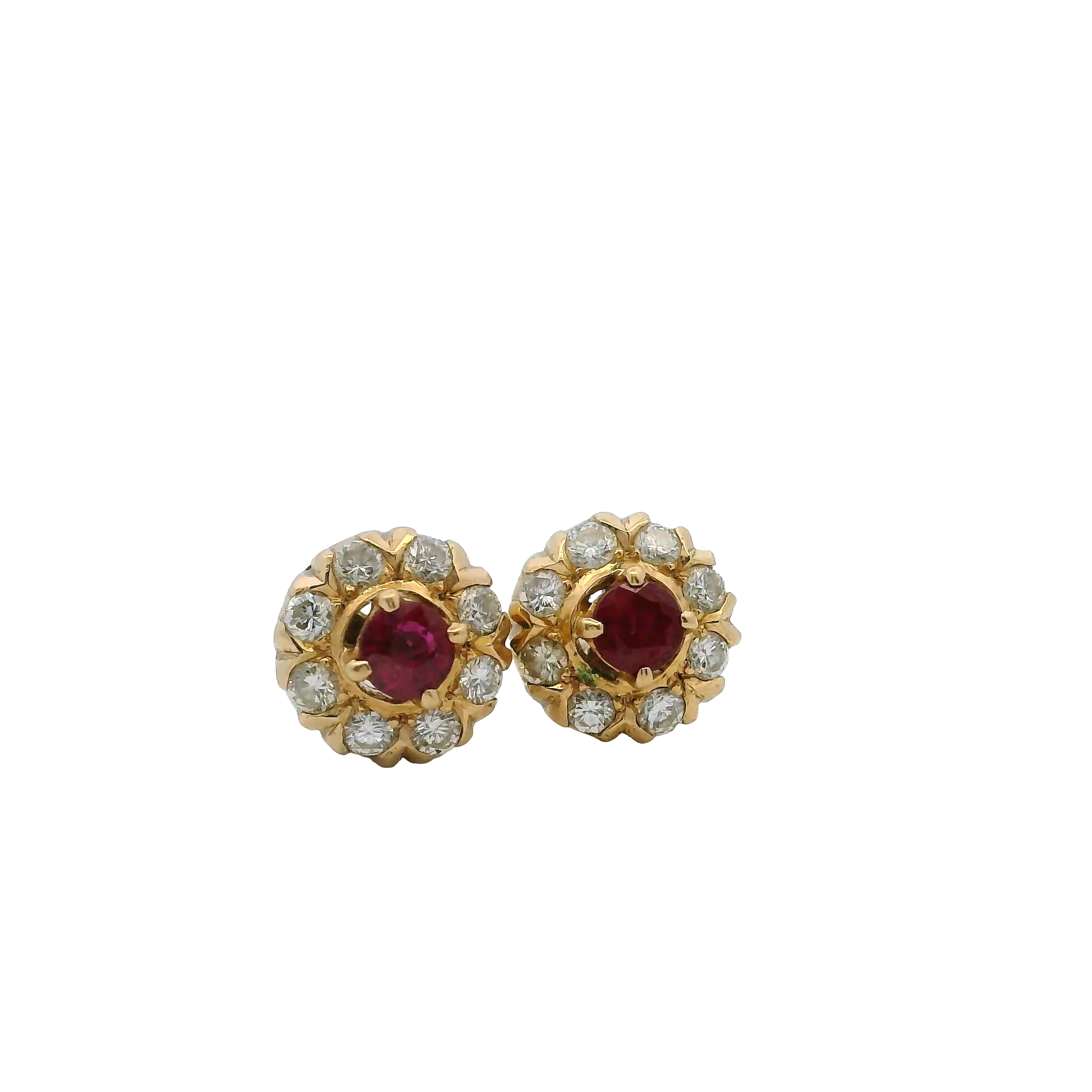 14K Gold Ruby & Diamond Earrings