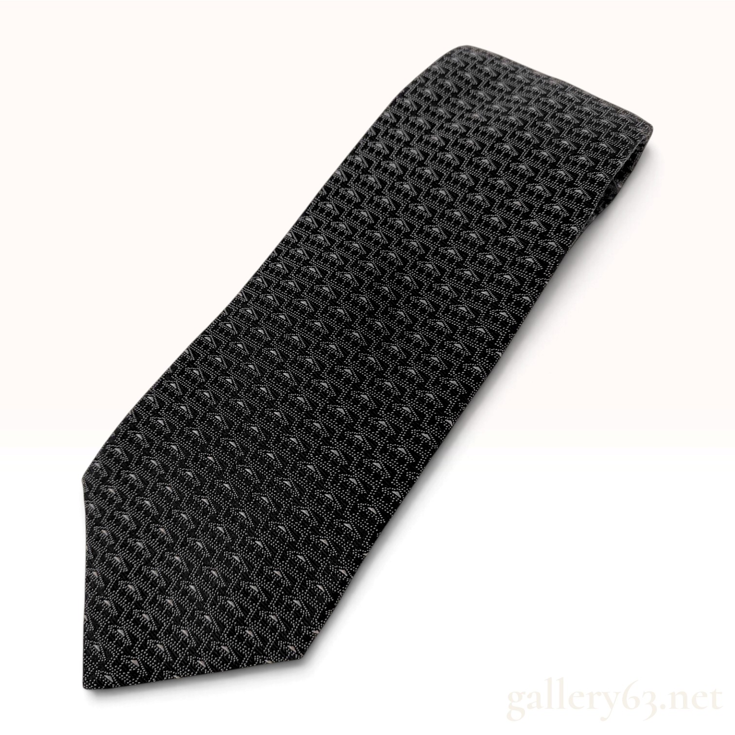 Bvlgari Neoclassical Architectural Motif Black Silk Jacquard Necktie