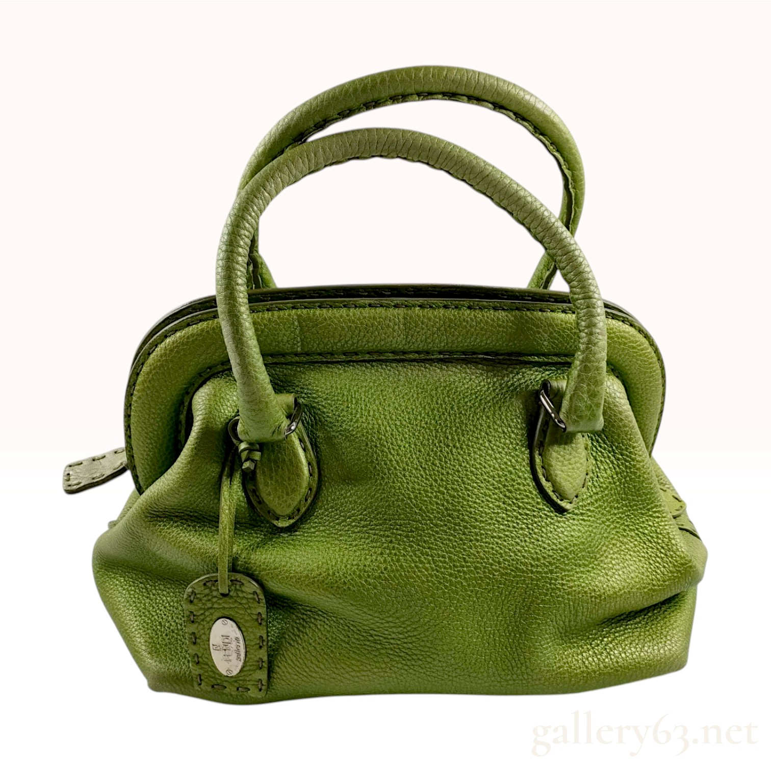 Fendi Selleria Green Roman Leather Doctor Bag