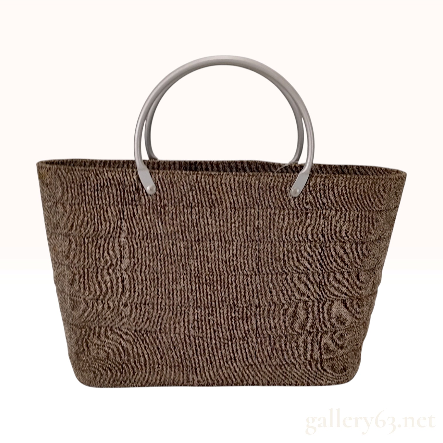 Vintage Chanel Choco Bar Brown Canvas Metal Handle Tote