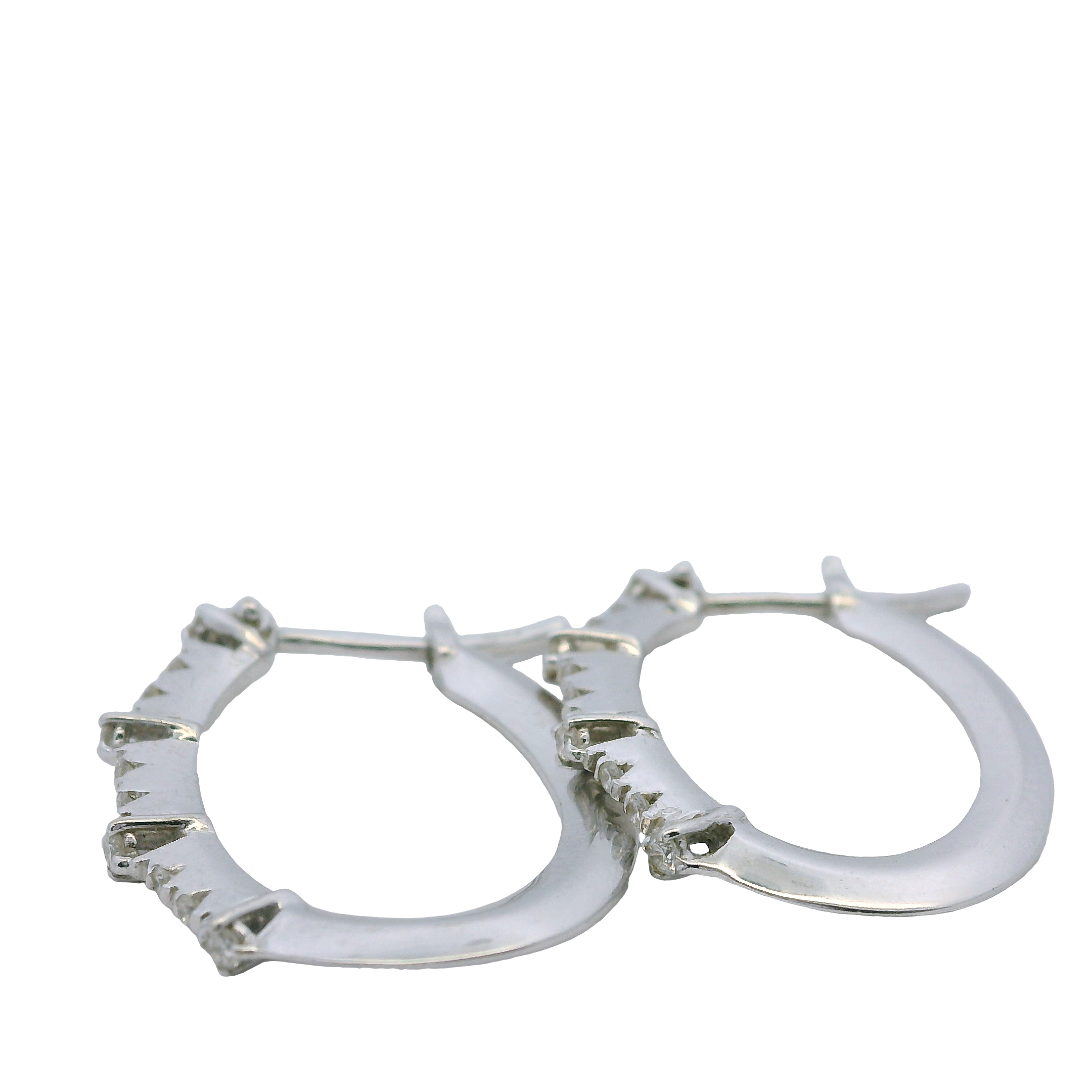 14K Gold Diamond Hoop Earrings