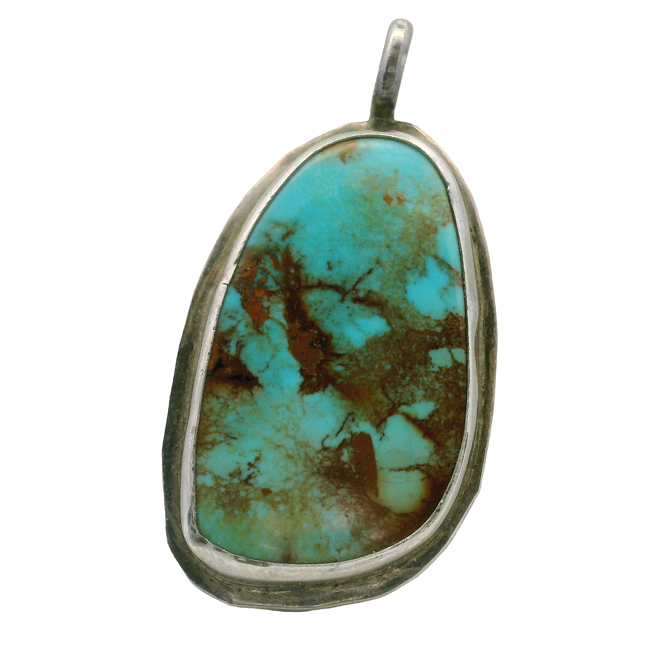Estate Native American Artist Signed Turquoise Pendant