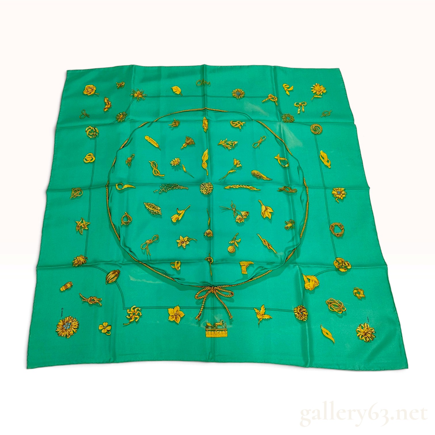 Hermes Clips Green Silk Scarf