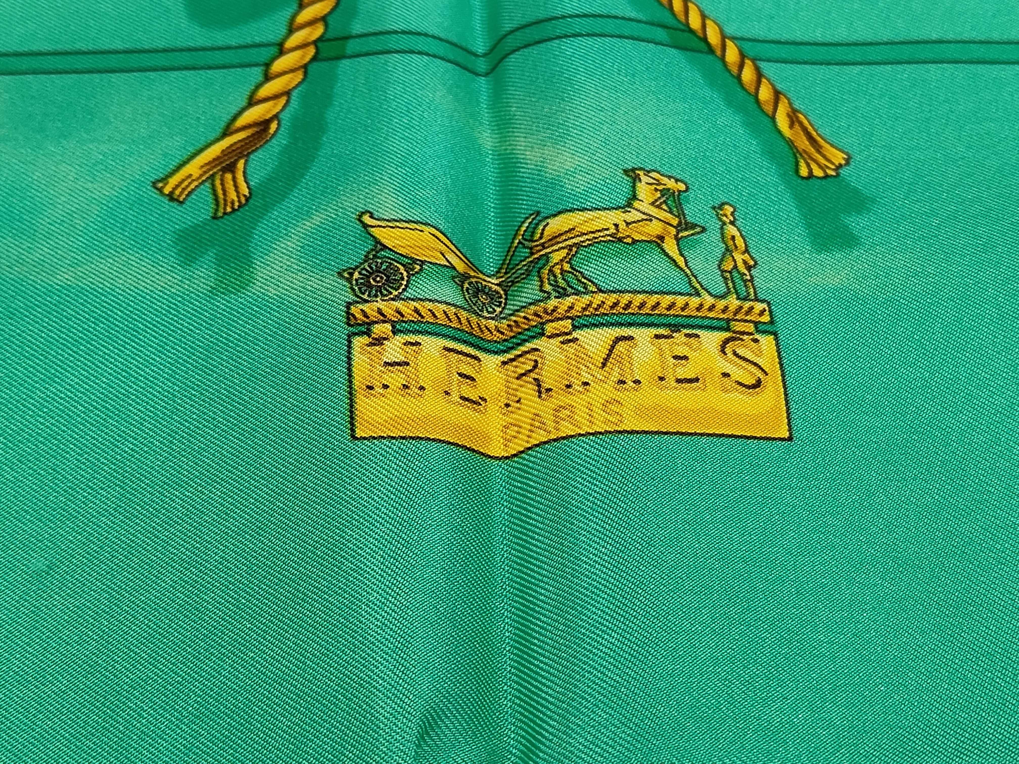 Hermes Clips Green Silk Scarf