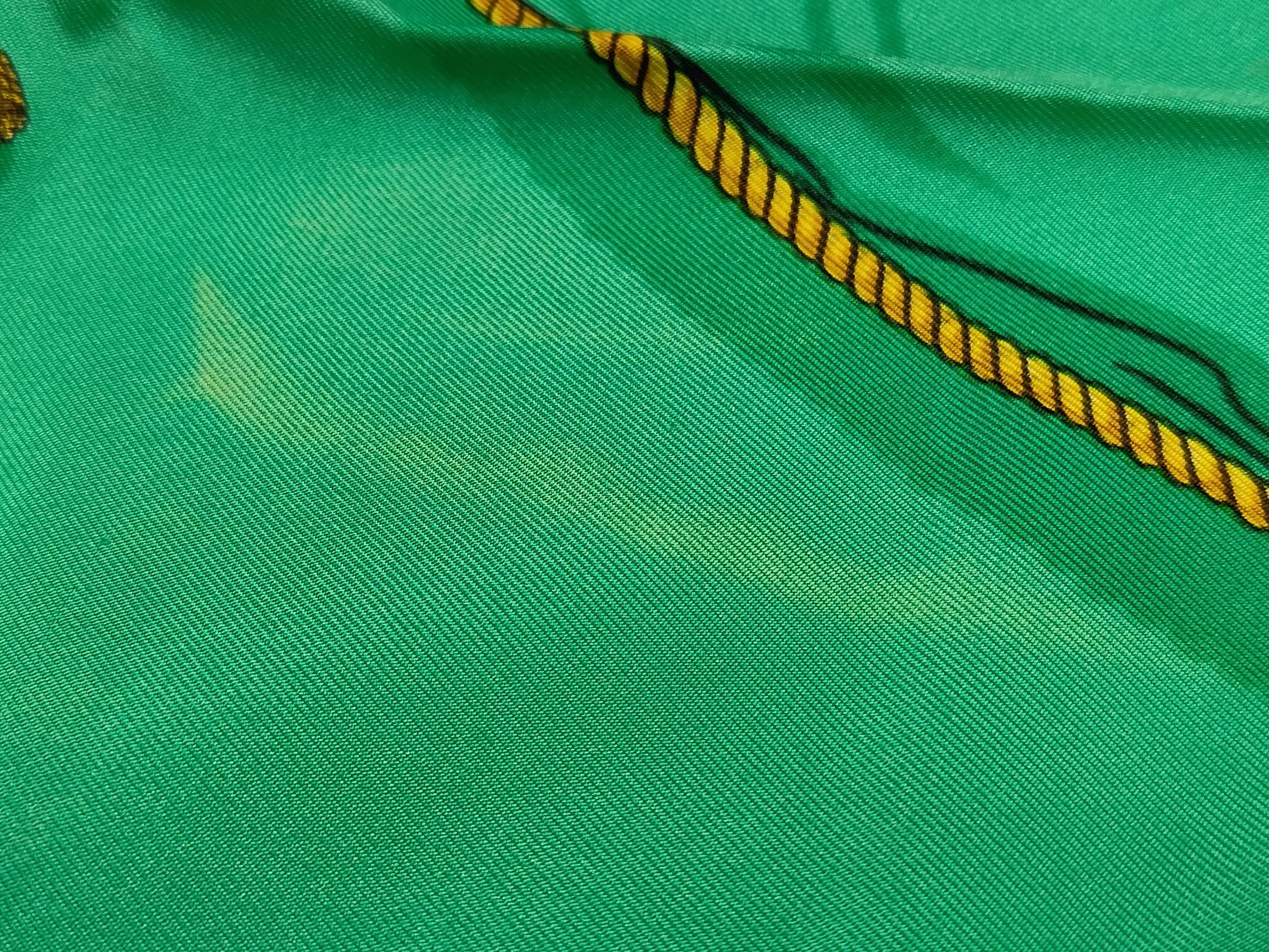 Hermes Clips Green Silk Scarf
