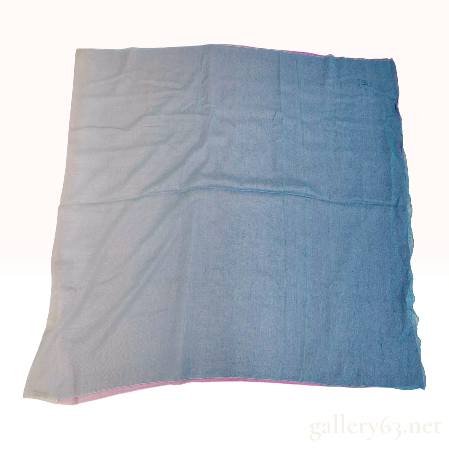 Hermes Reversible Ombre Turquoise and Violet Cashmere and Silk Shawl with Box