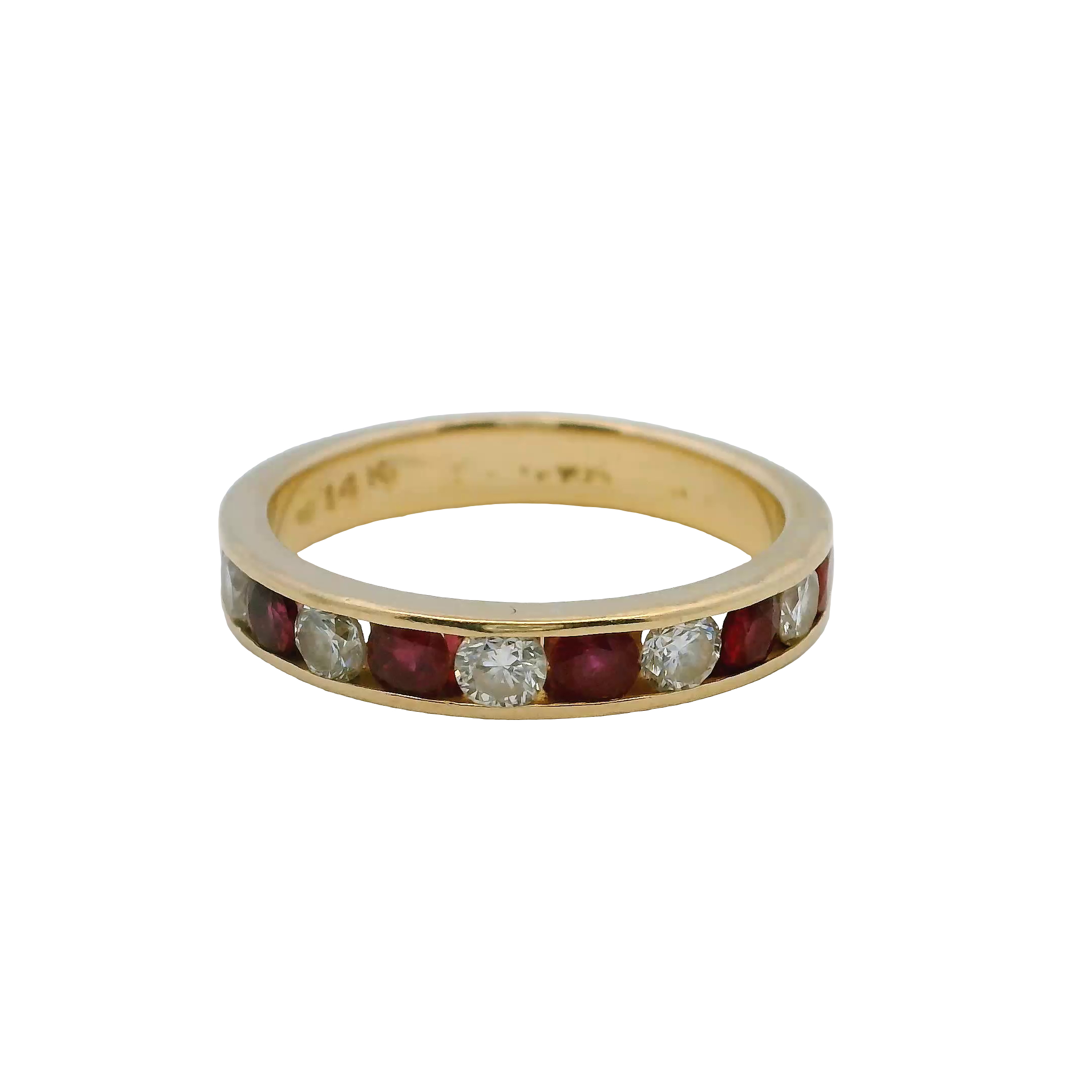 14K Gold Ruby & Diamond Band Ring