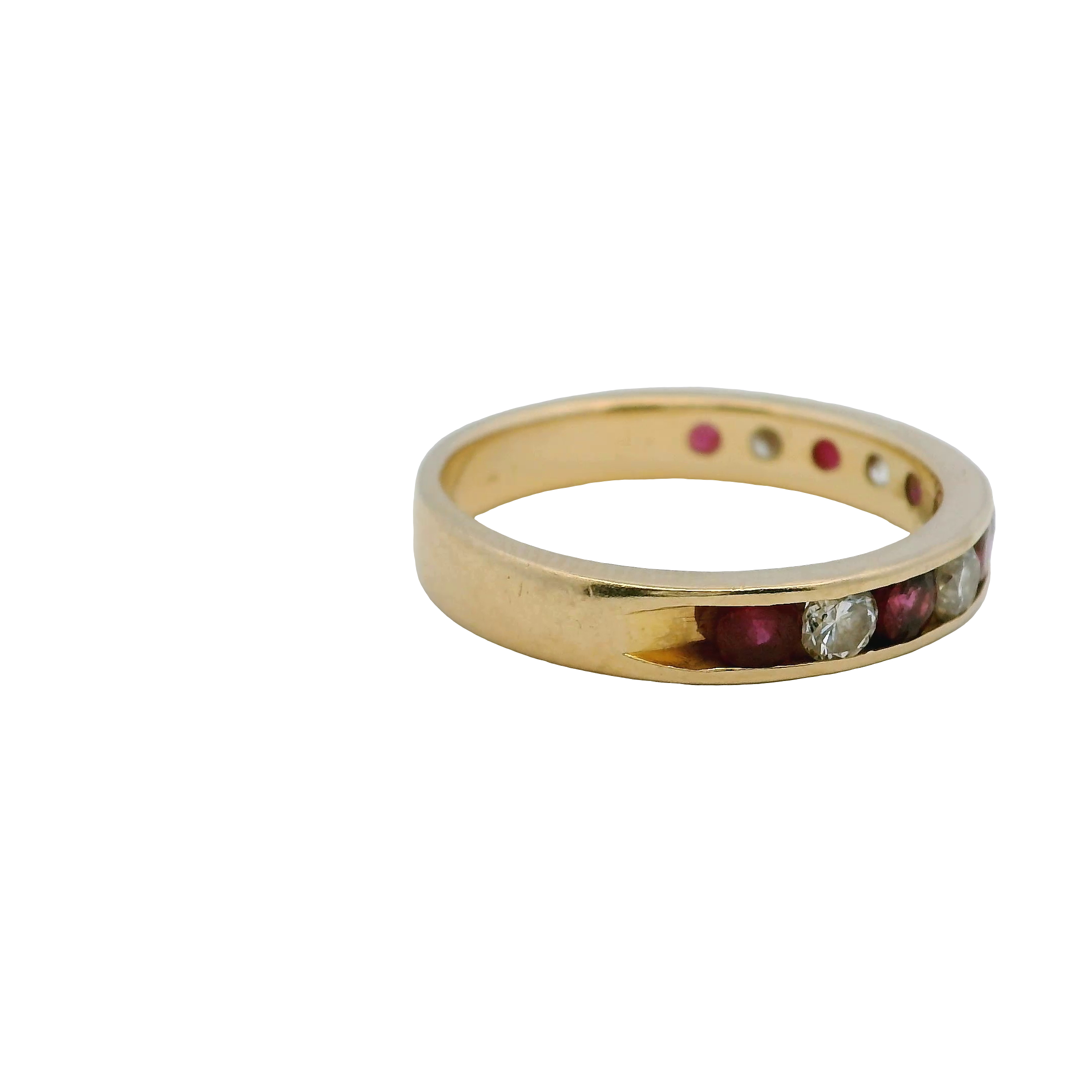 14K Gold Ruby & Diamond Band Ring