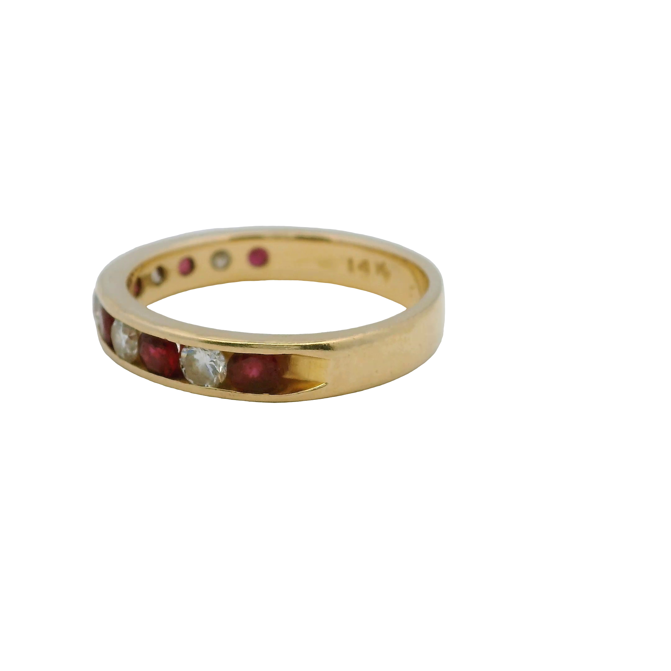 14K Gold Ruby & Diamond Band Ring