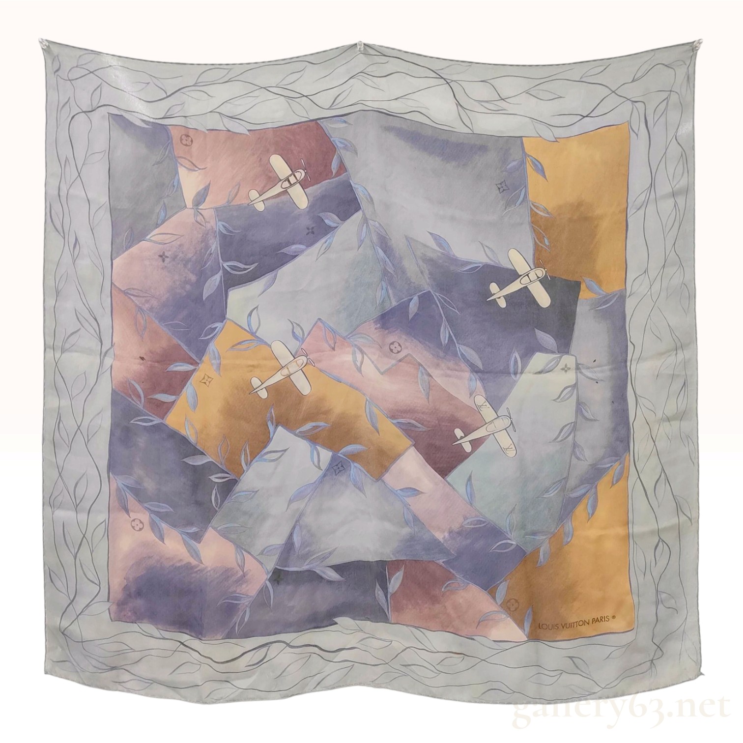 Vintage Louis Vuitton Airplane Silk Scarf