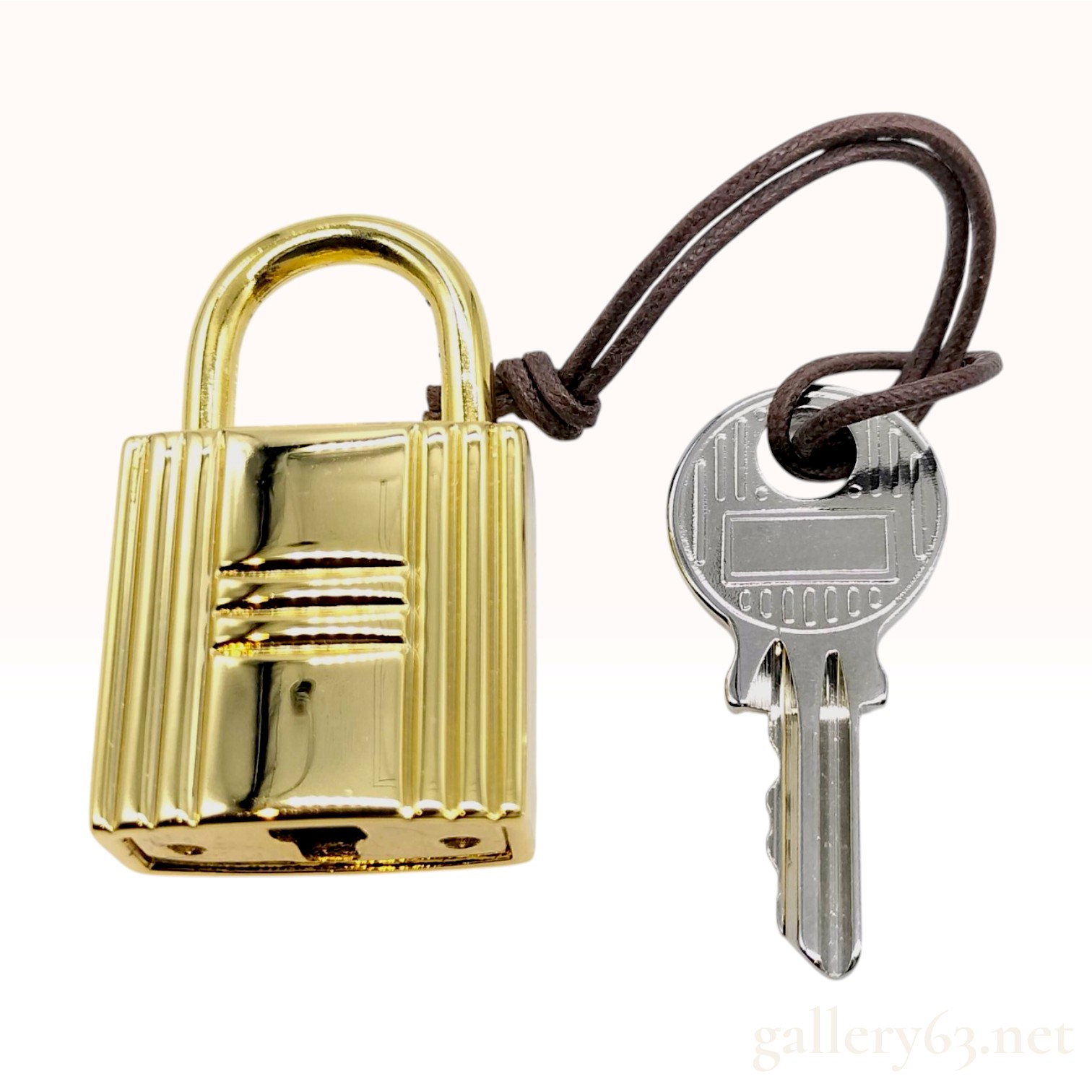 Hermes Cadena Gold Padlock and Key 120 with Dust Bag