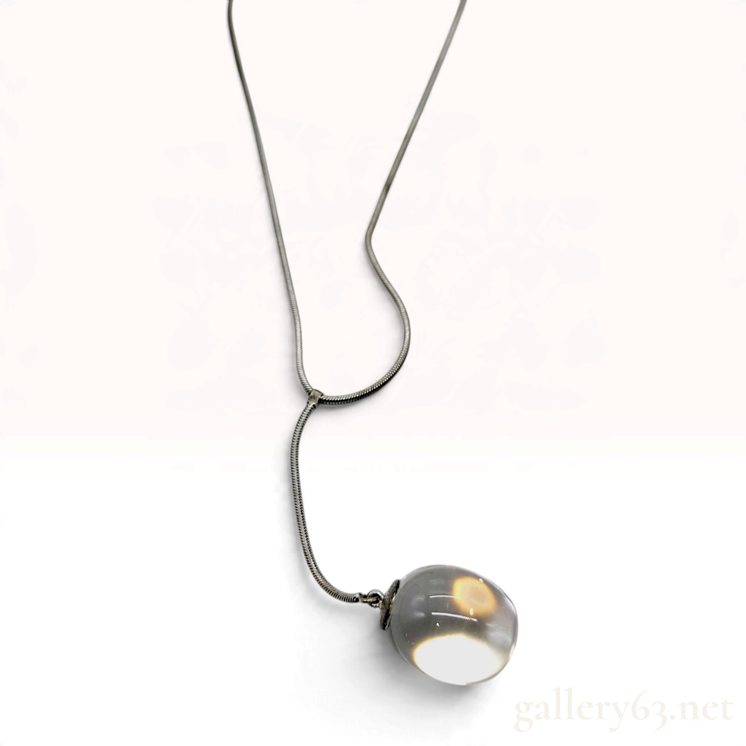 Baccarat Sterling Silver and Crystal Lariat Necklace With Original Pouch