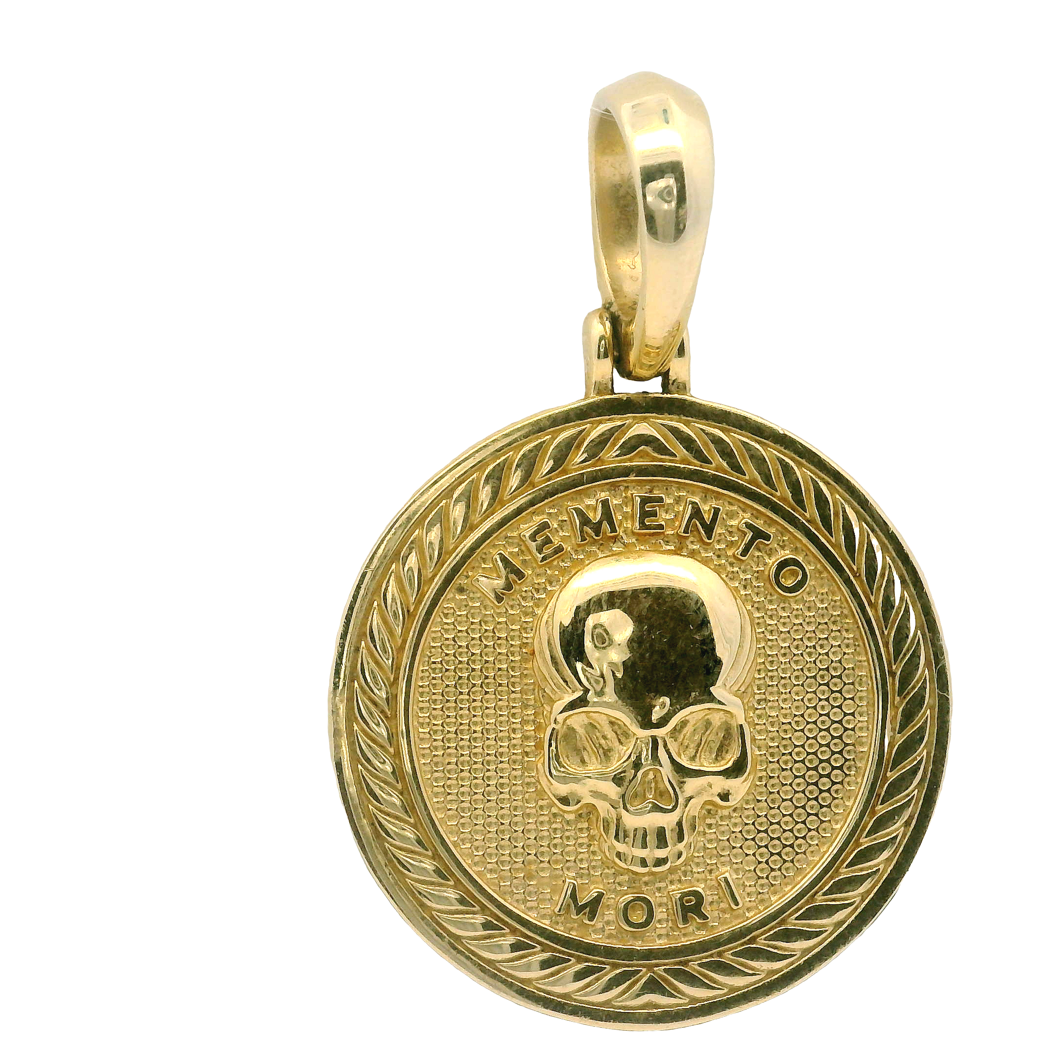14K Gold Memento Mori Pendant