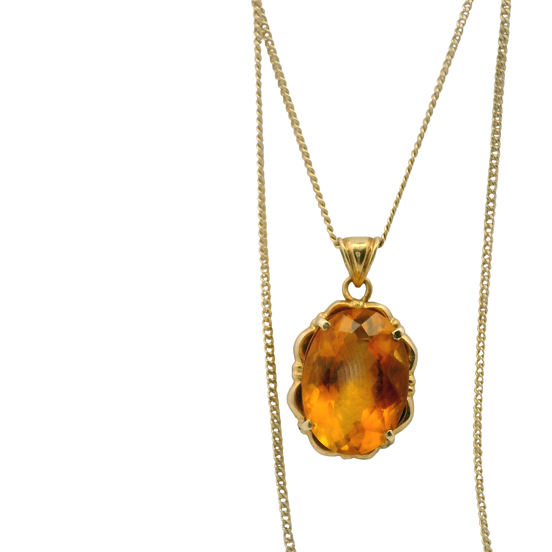 14K Gold Citrine Necklace