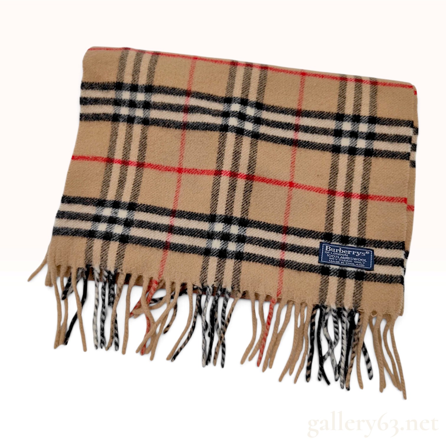 Vintage Burberrys Nova Check Tan Lambswool Scarf