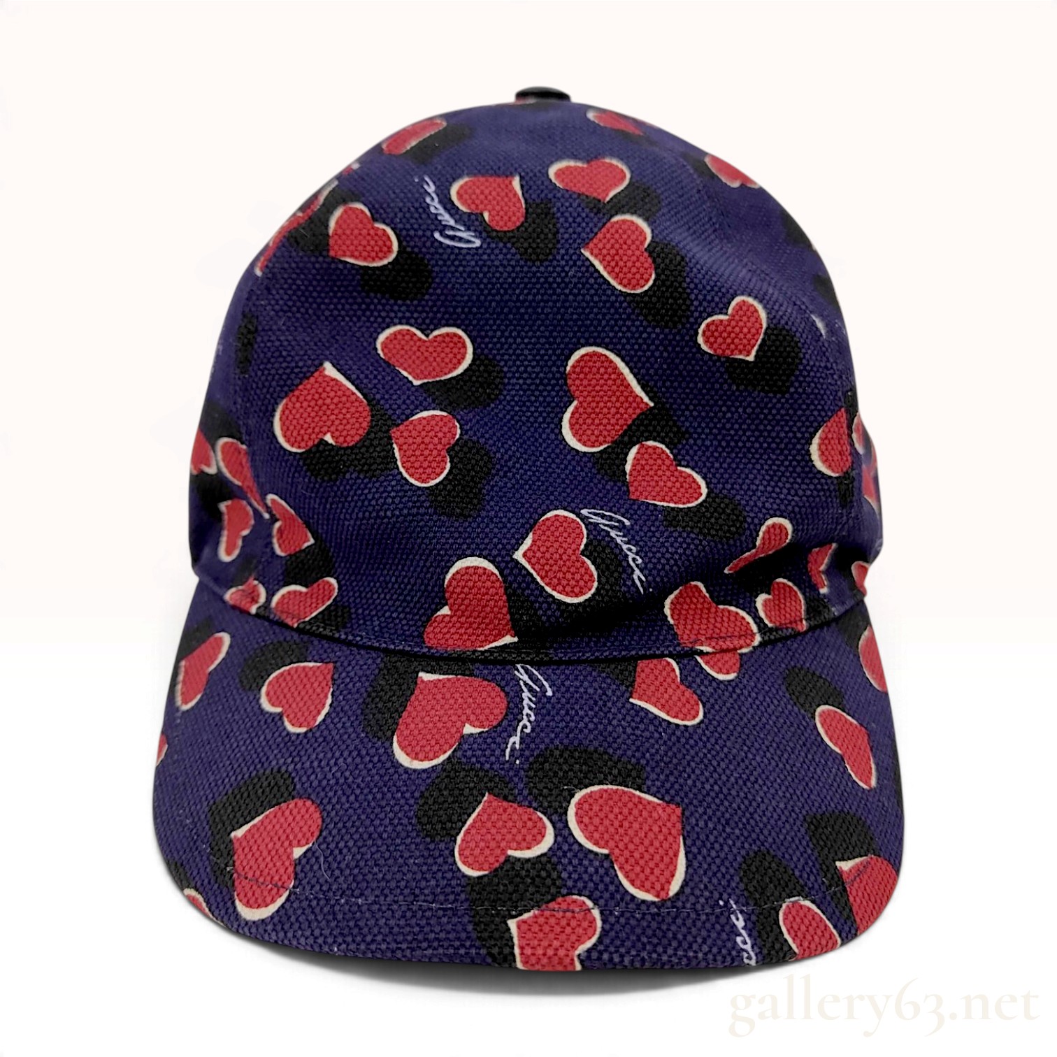 Gucci Heart Print Canvas Navy Baseball Cap Size M