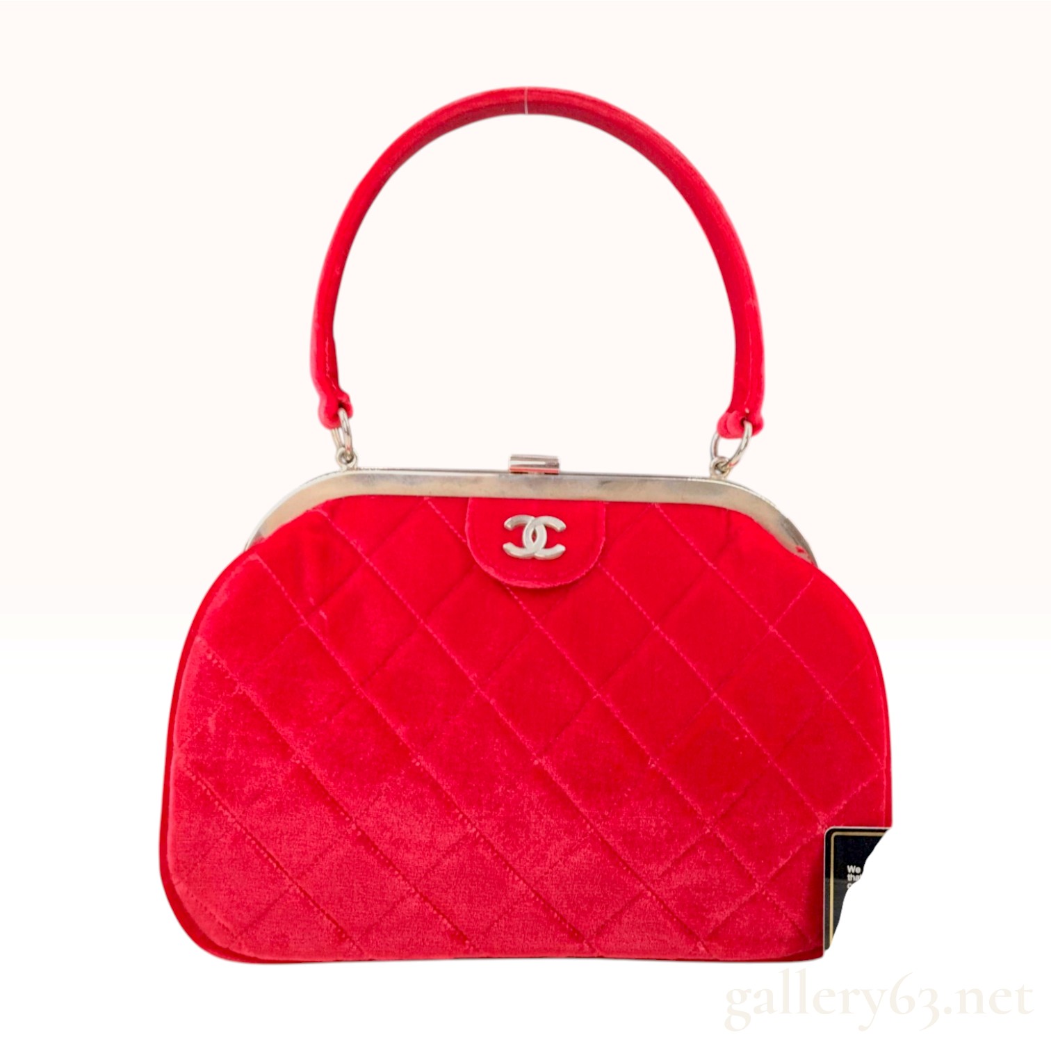 Vintage Chanel Quilted Red Velvet Frame Top Handle Bag