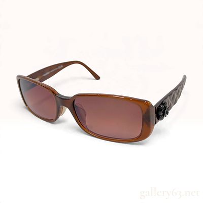Chanel 5111 Brown Camellia Matelasse Sunglasses 55mm with Case. These Chanel model 5111 
