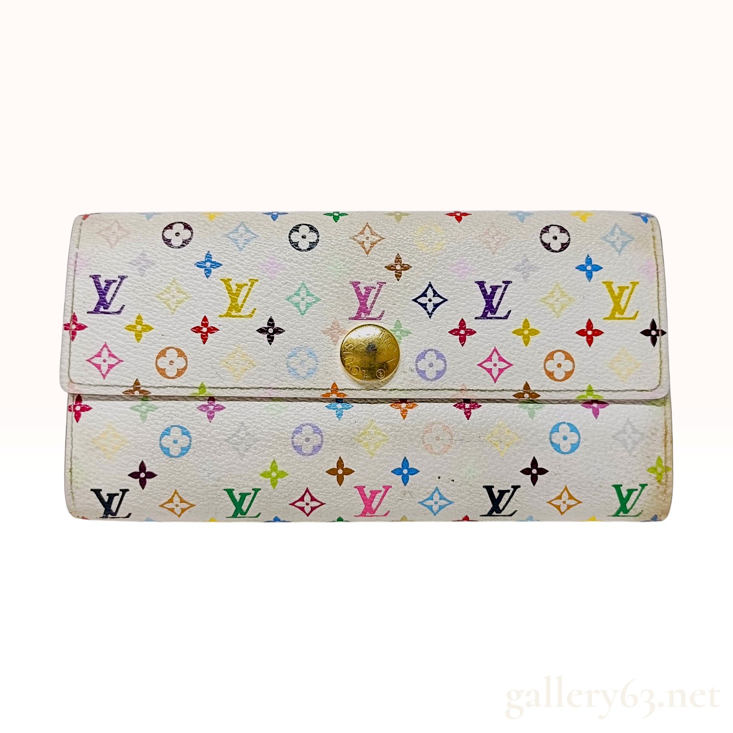 Louis Vuitton Monogram Multicolore Sarah White Coated Canvas Long Wallet