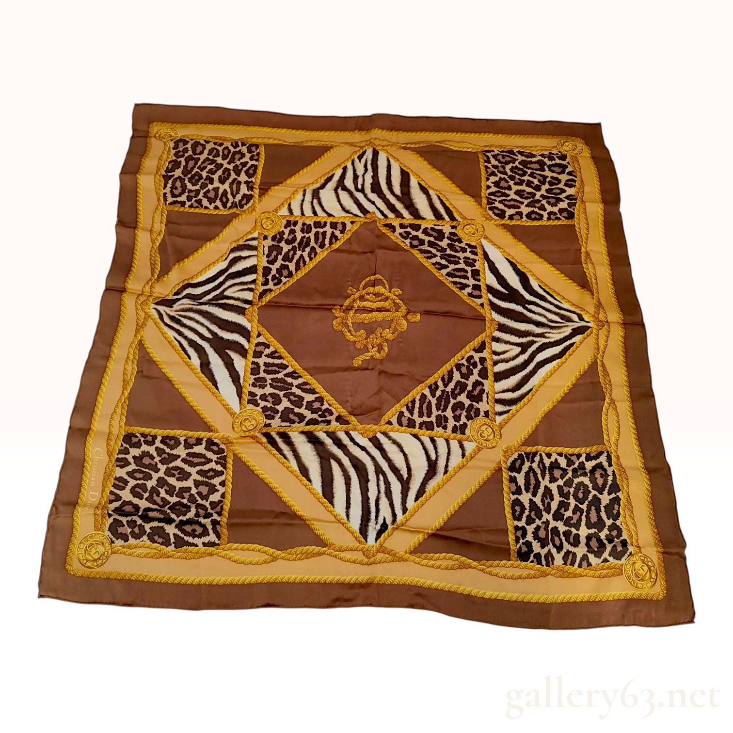 Vintage Christian Dior Animal Print Silk Scarf