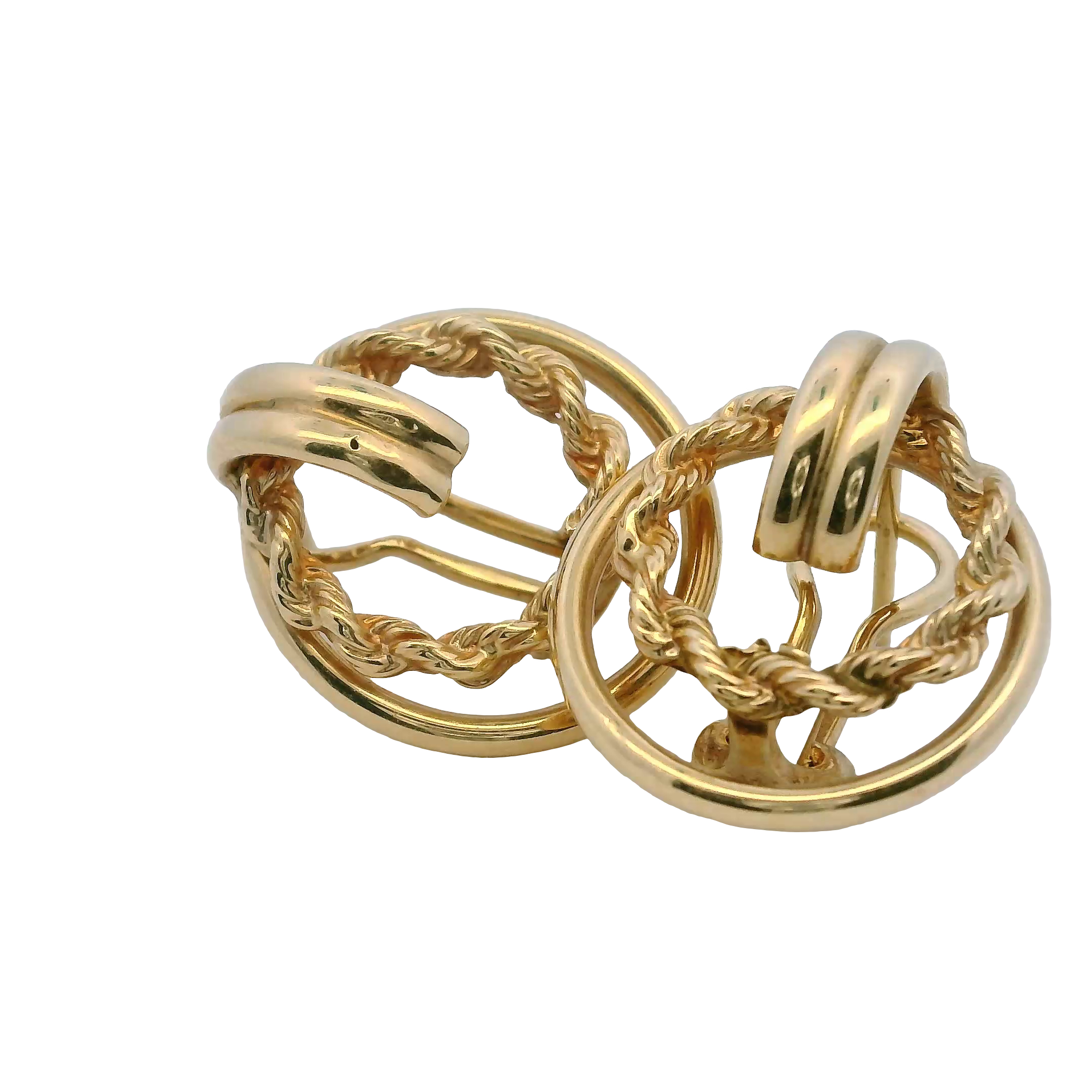 14K Gold Rope Design Earrings