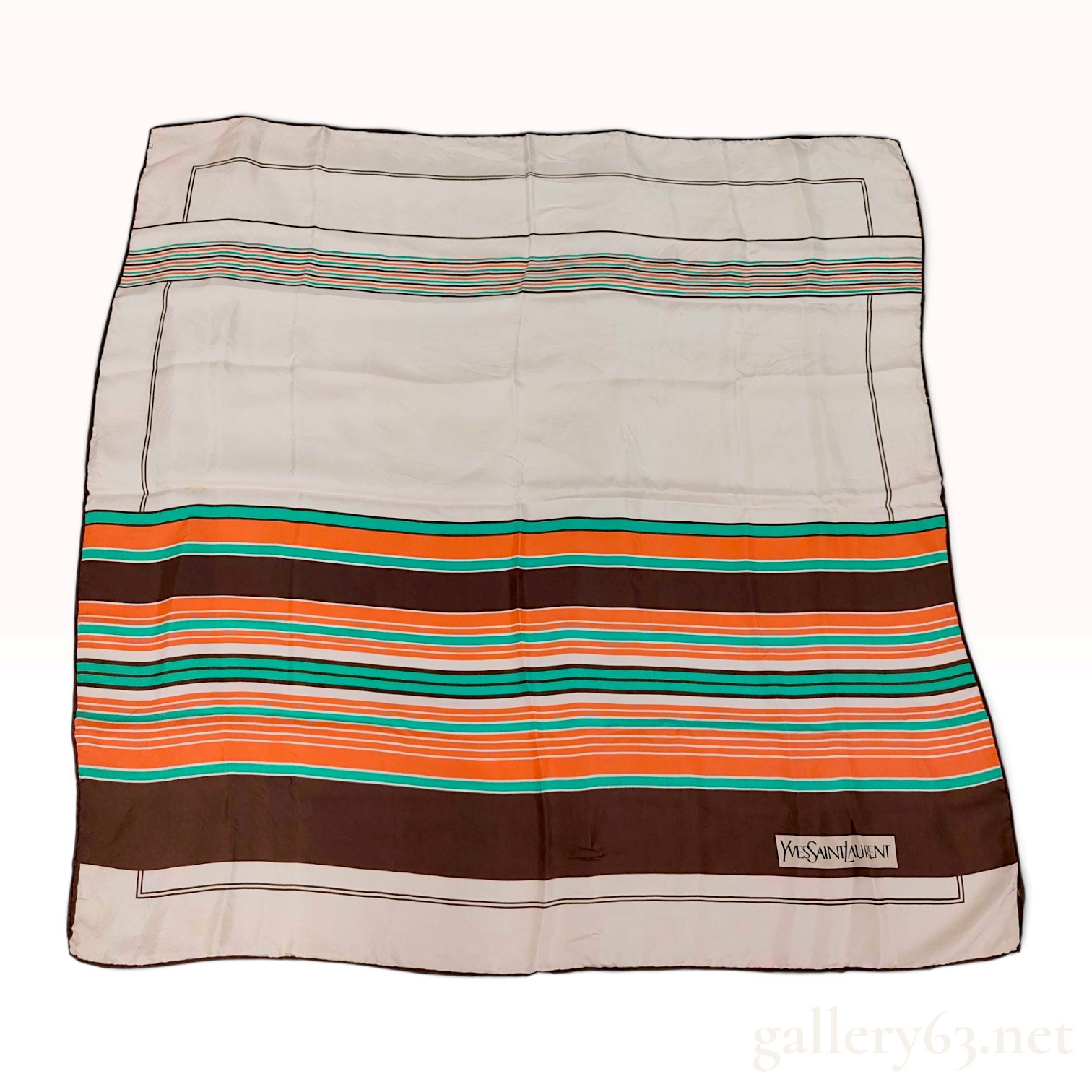 Vintage Yves Saint Laurent Striped Silk Twill Scarf